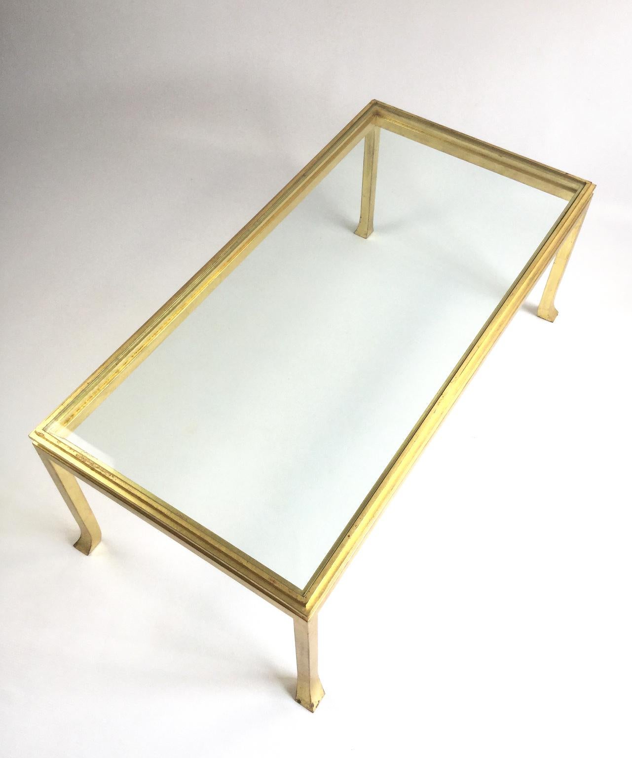 Metal Maison Ramsay French Gilded Coffee Table Designed by Henri Pouenat, 1960s