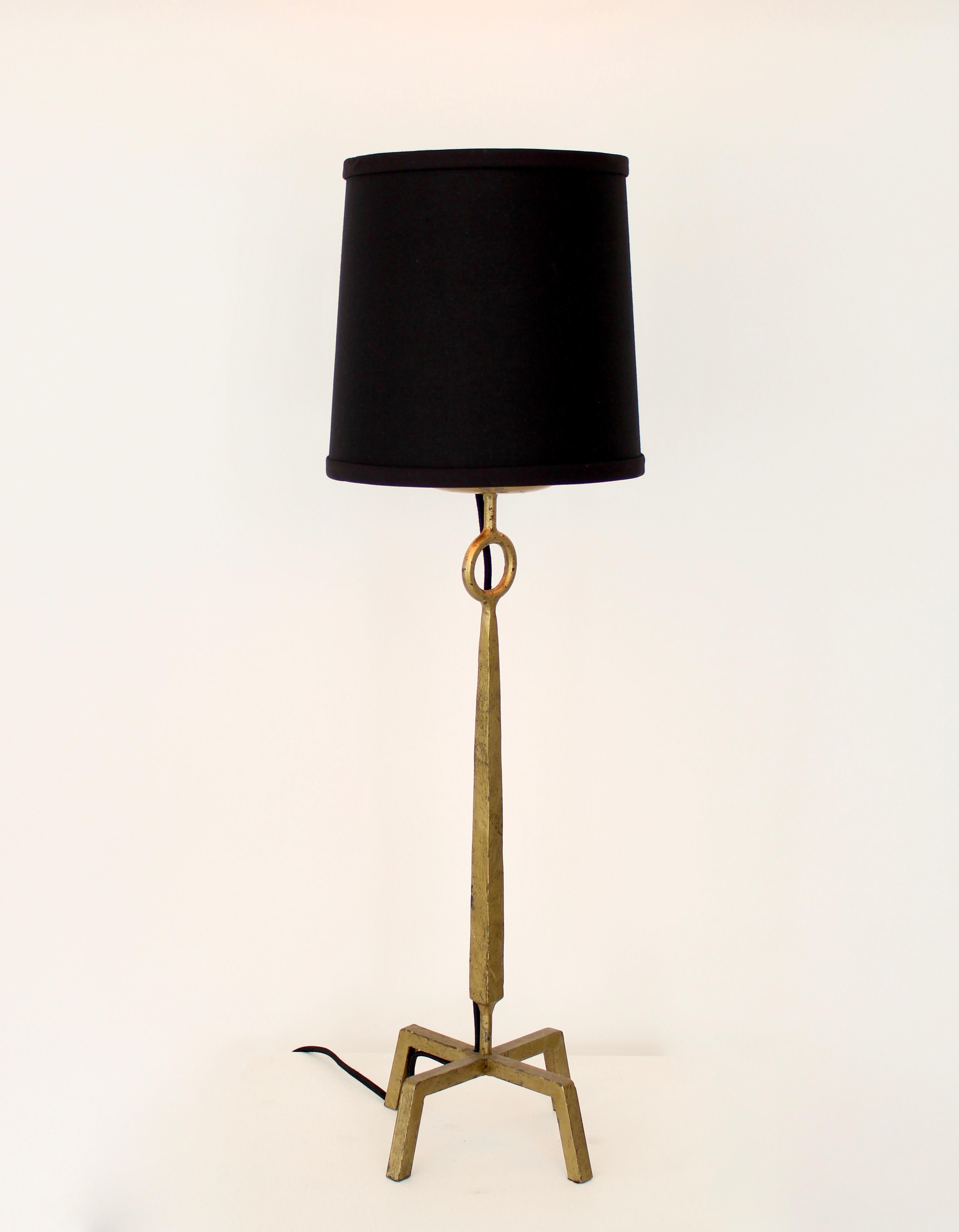 Gilt Maison Ramsay French Neoclassical Table Lamp Gilded Iron on Four Foot Base