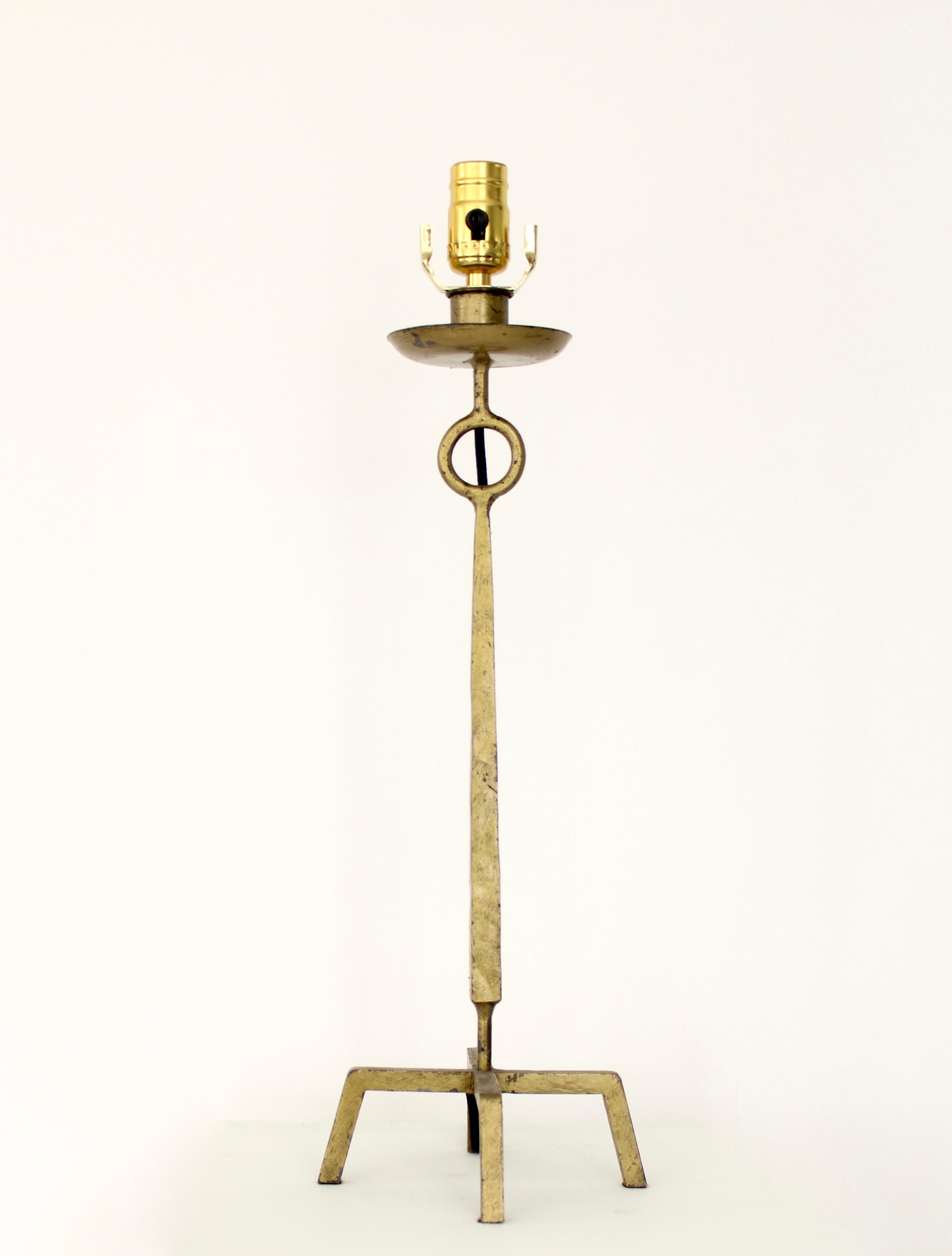 Mid-20th Century Maison Ramsay French Neoclassical Table Lamp Gilded Iron on Four Foot Base