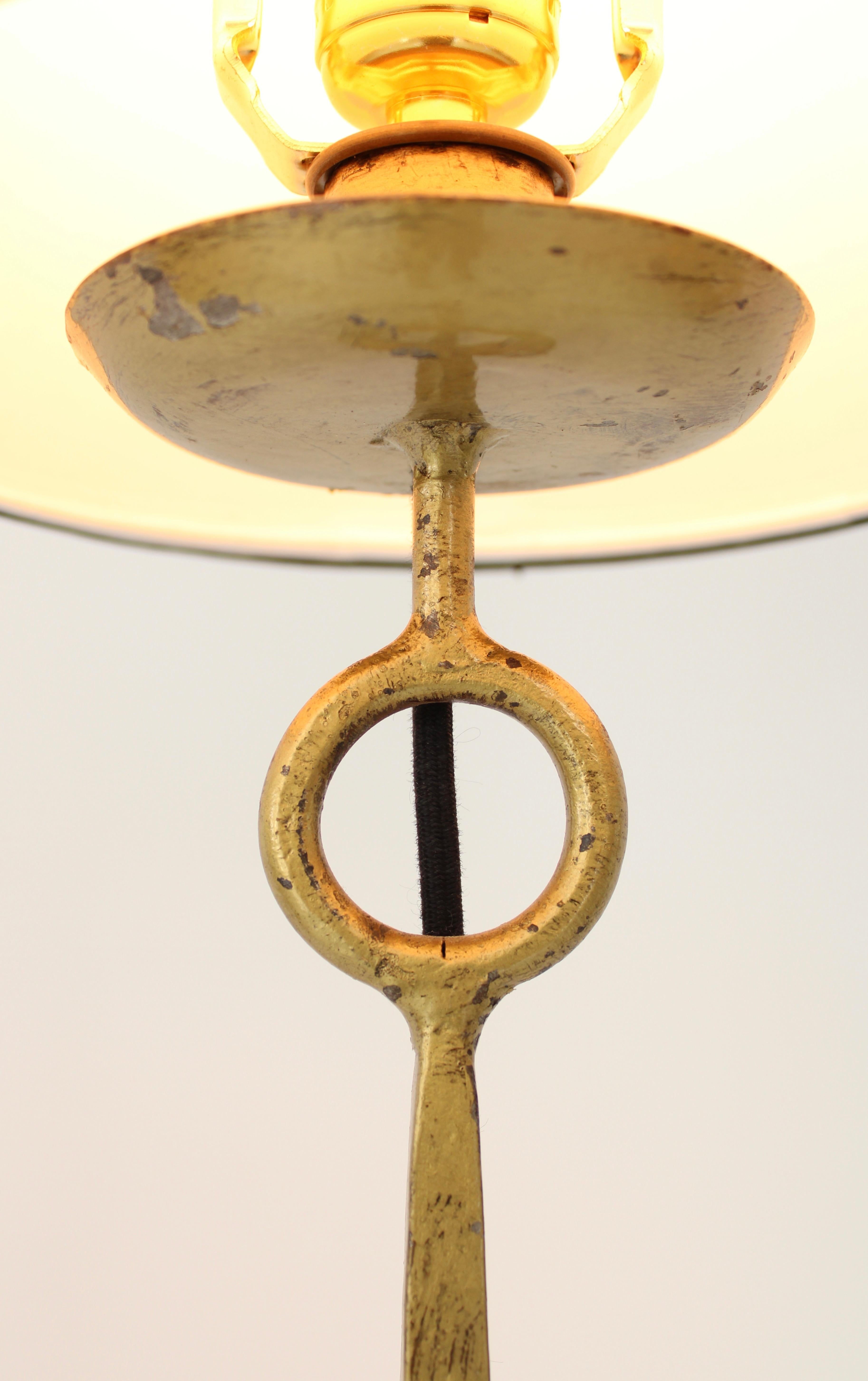 Maison Ramsay French Neoclassical Table Lamp Gilded Iron on Four Foot Base 2