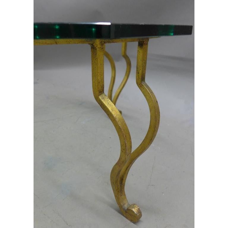 Mid-20th Century Maison Ramsay Coffee Table Gilt Iron and Glass 