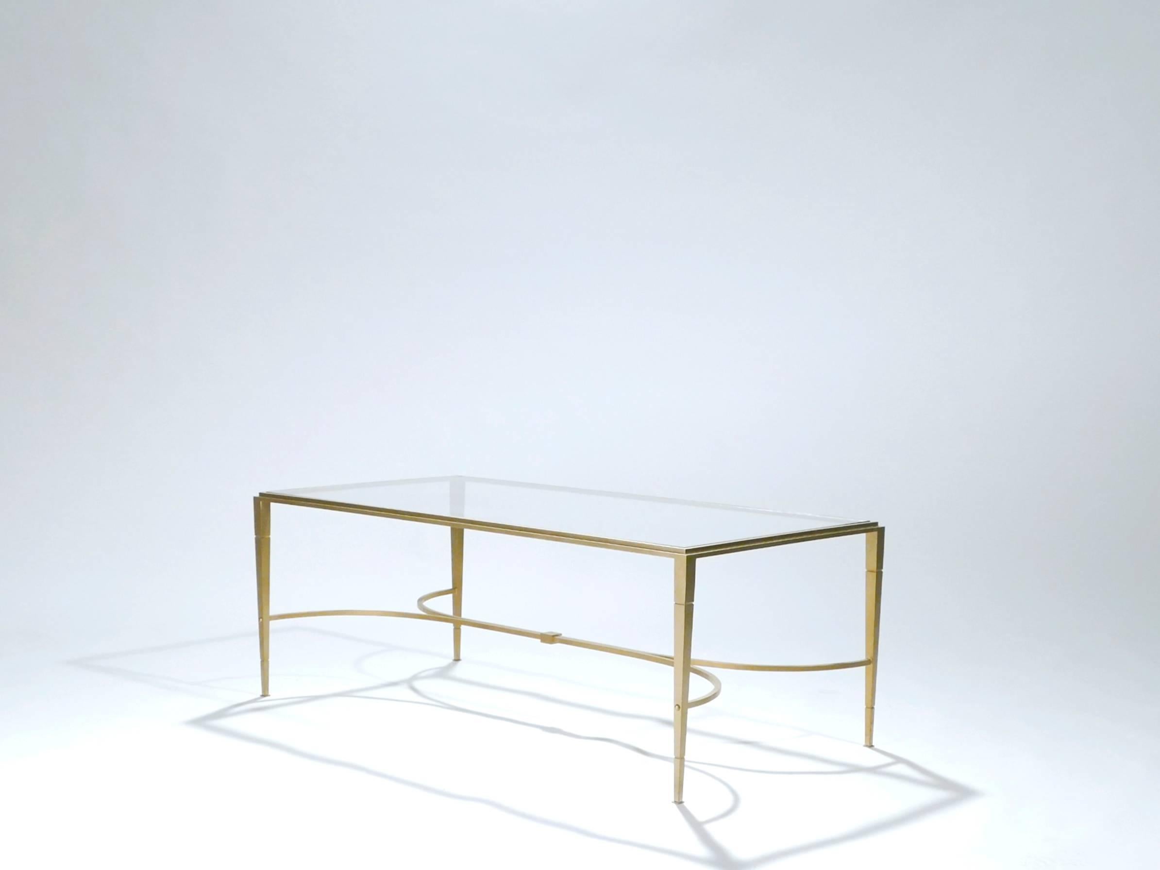 French Maison Ramsay Gilt Wrought Iron Coffee Table, 1960s