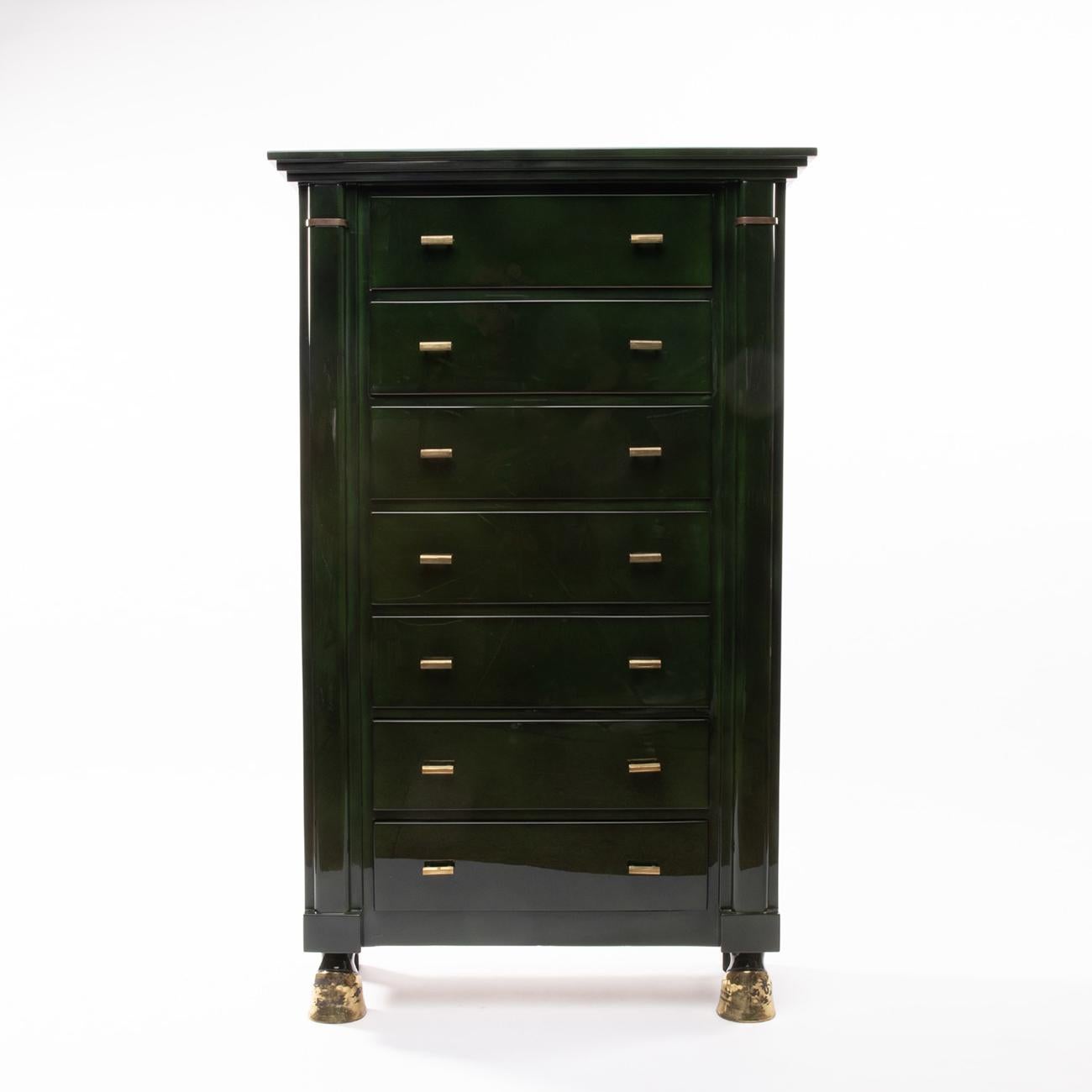 A beautiful chest of seven drawers (semainier) designed and produced by the French house of decoration 