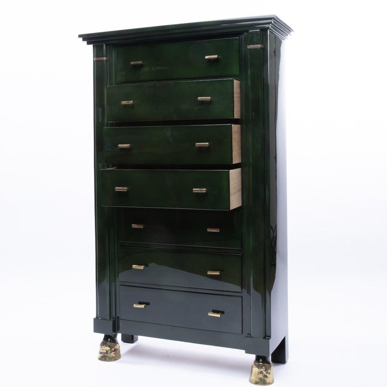 French Maison Ramsay Paris, Green Lacquered Wood 