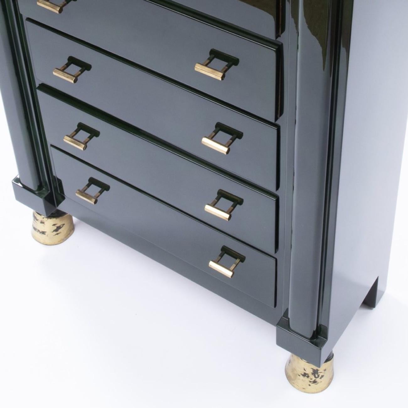 Mid-20th Century Maison Ramsay Paris, Green Lacquered Wood 