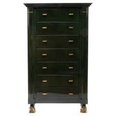 Maison Ramsay Paris, Green Lacquered Wood "Semainier" 7-Drawer Chest