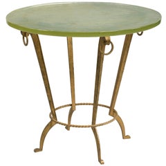 Maison Ramsay, Pedestal Table with Glass Top and Iron, 1950