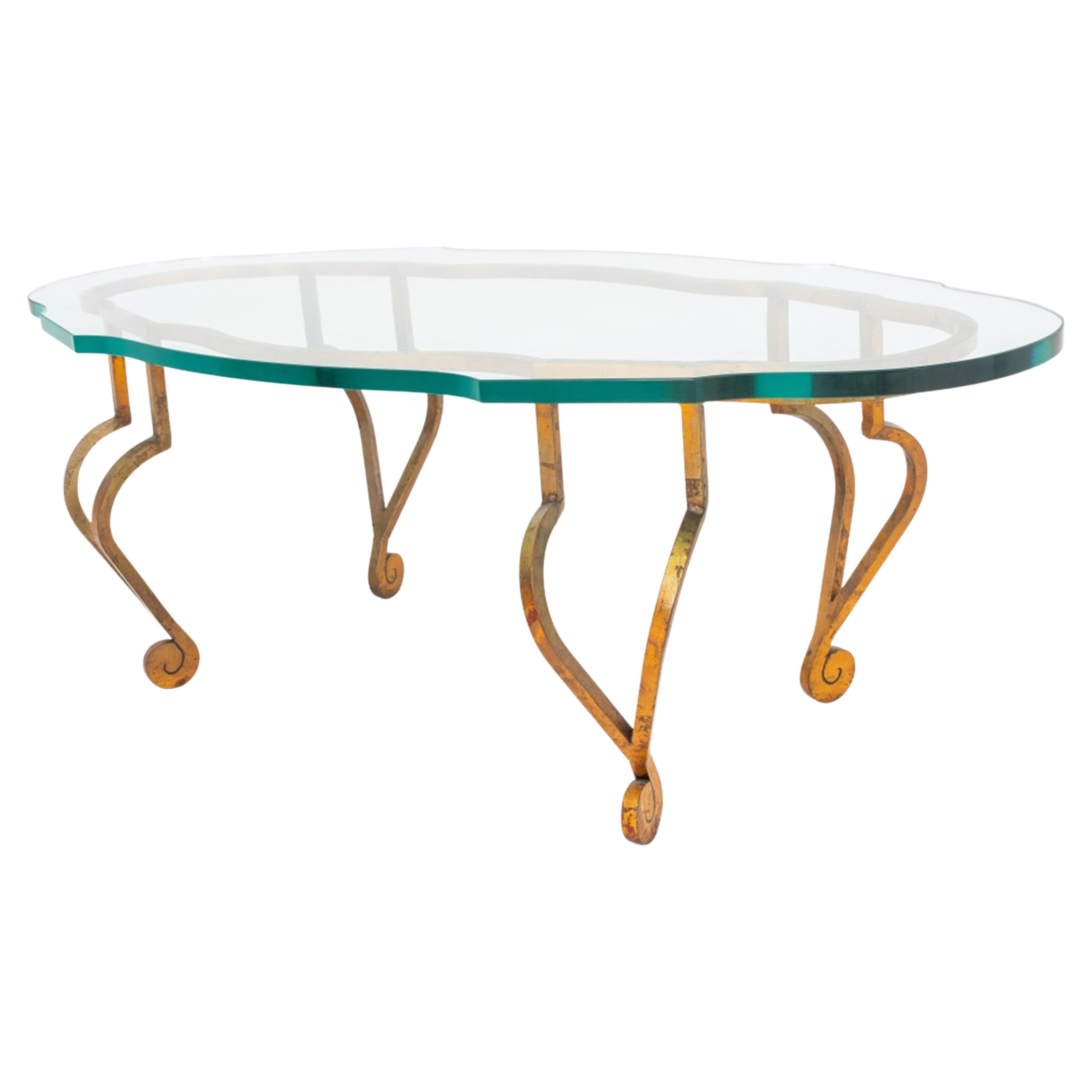 Maison Ramsay Style Gilded Wrought Iron Low Table For Sale