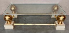 Maison Ramsay Style Rectangular Coffee Table Gold Leaf Finishing with Glass Top