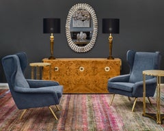 Maison Raphael Style Brass and Marble Side Tables
