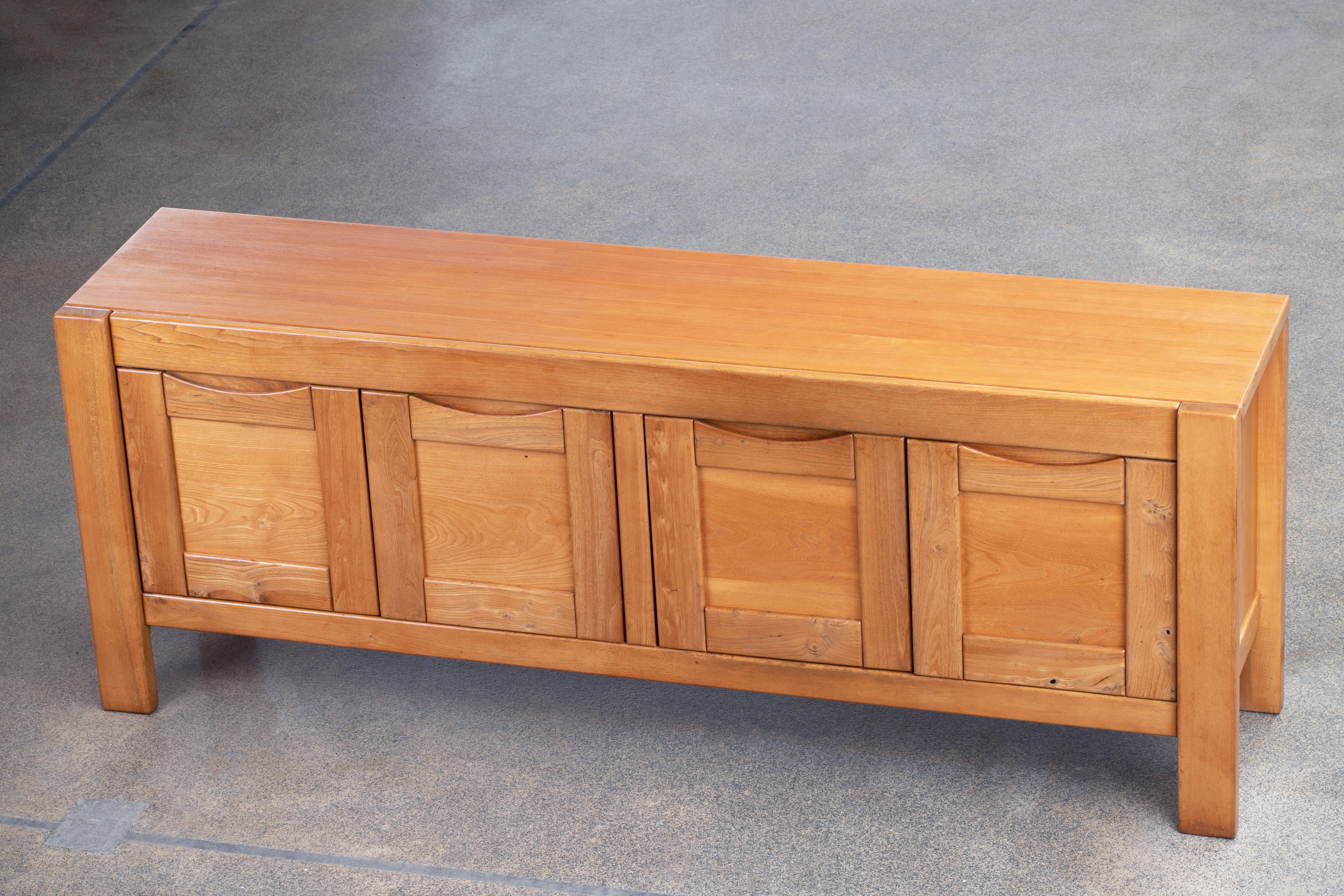 Maison Regain Attributed Sideboard in Solid Elm, France, 1970s 8