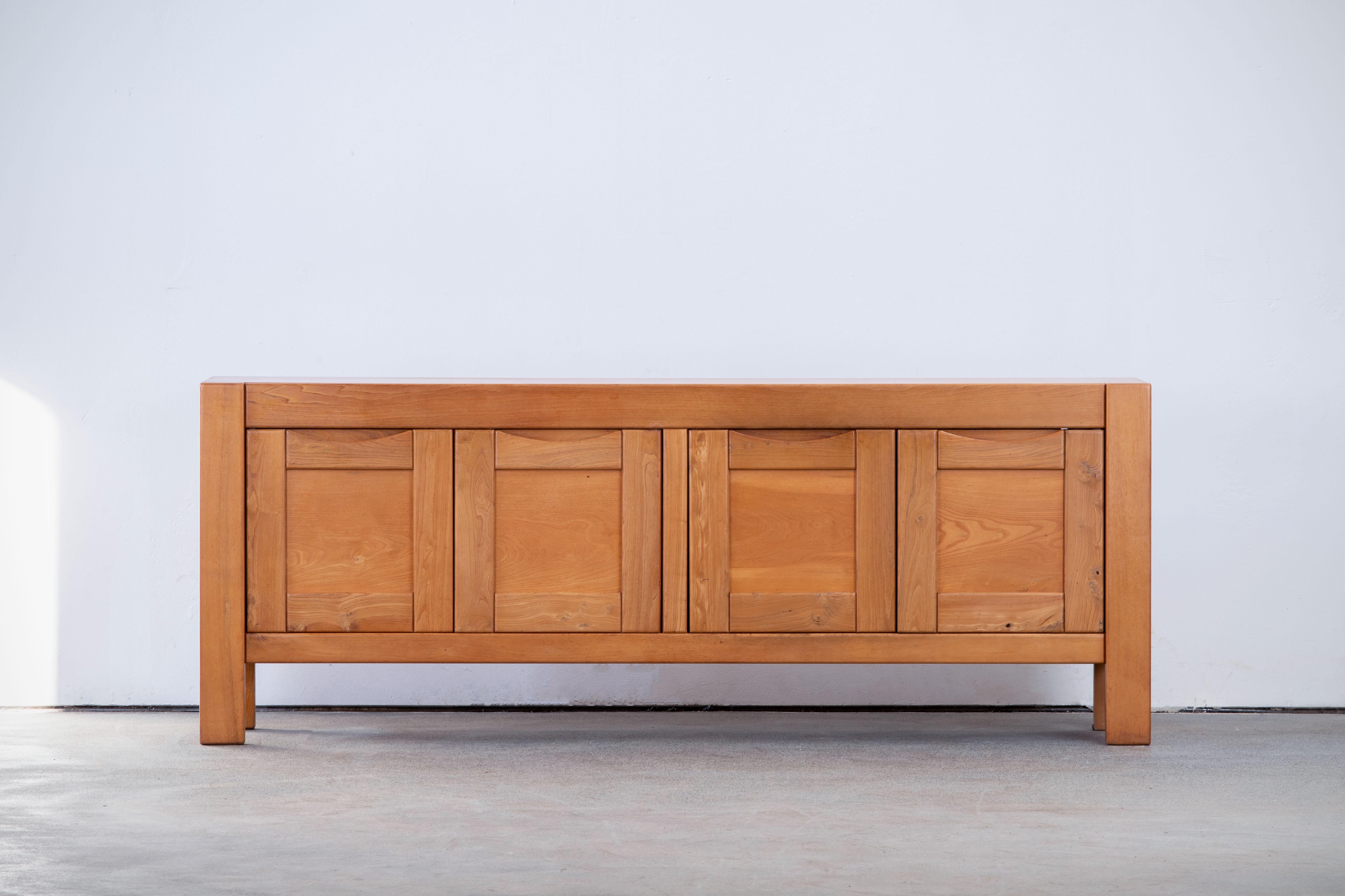 Maison Regain Attributed Sideboard in Solid Elm, France, 1970s 11