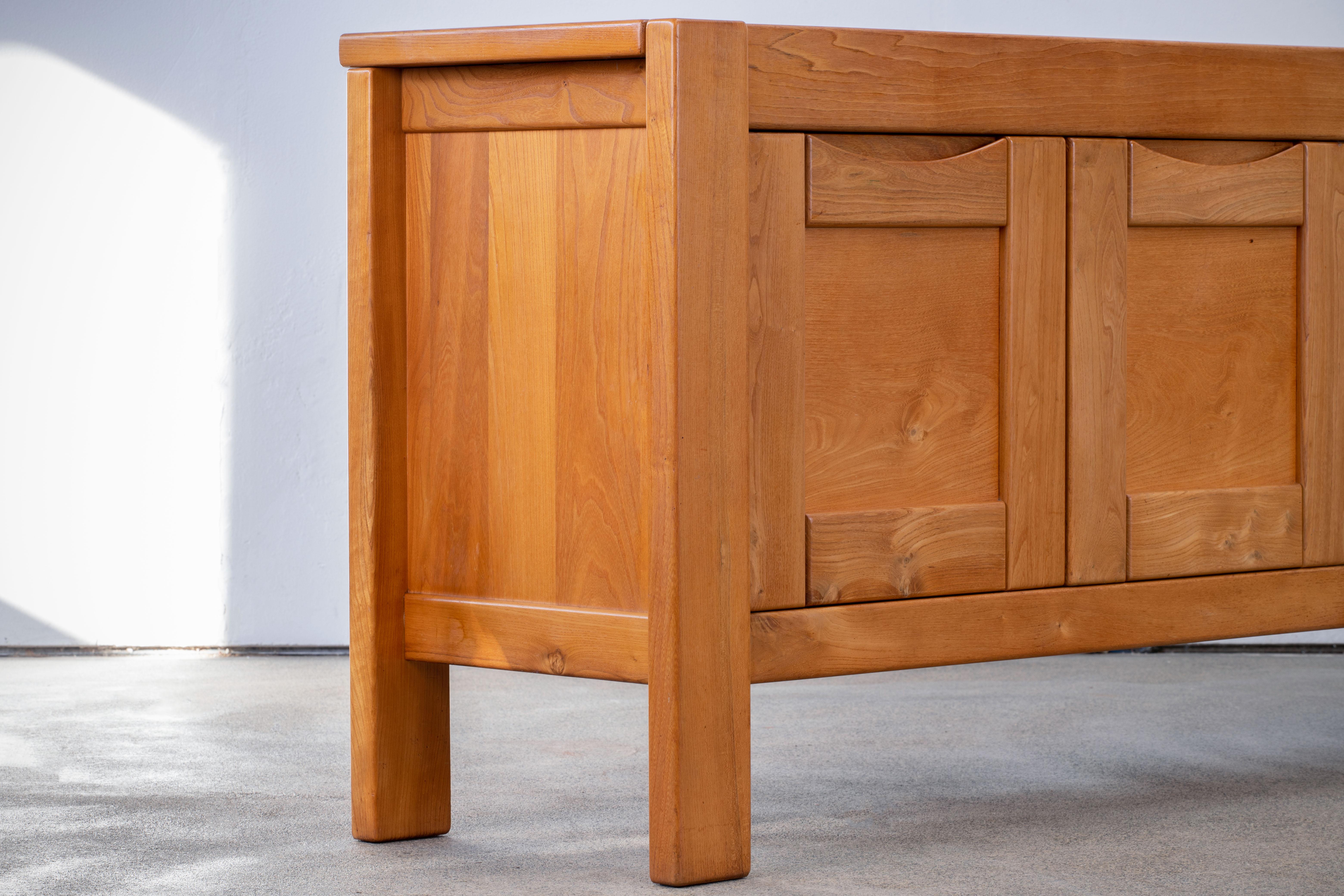 20th Century Maison Regain Attributed Sideboard in Solid Elm, France, 1970s