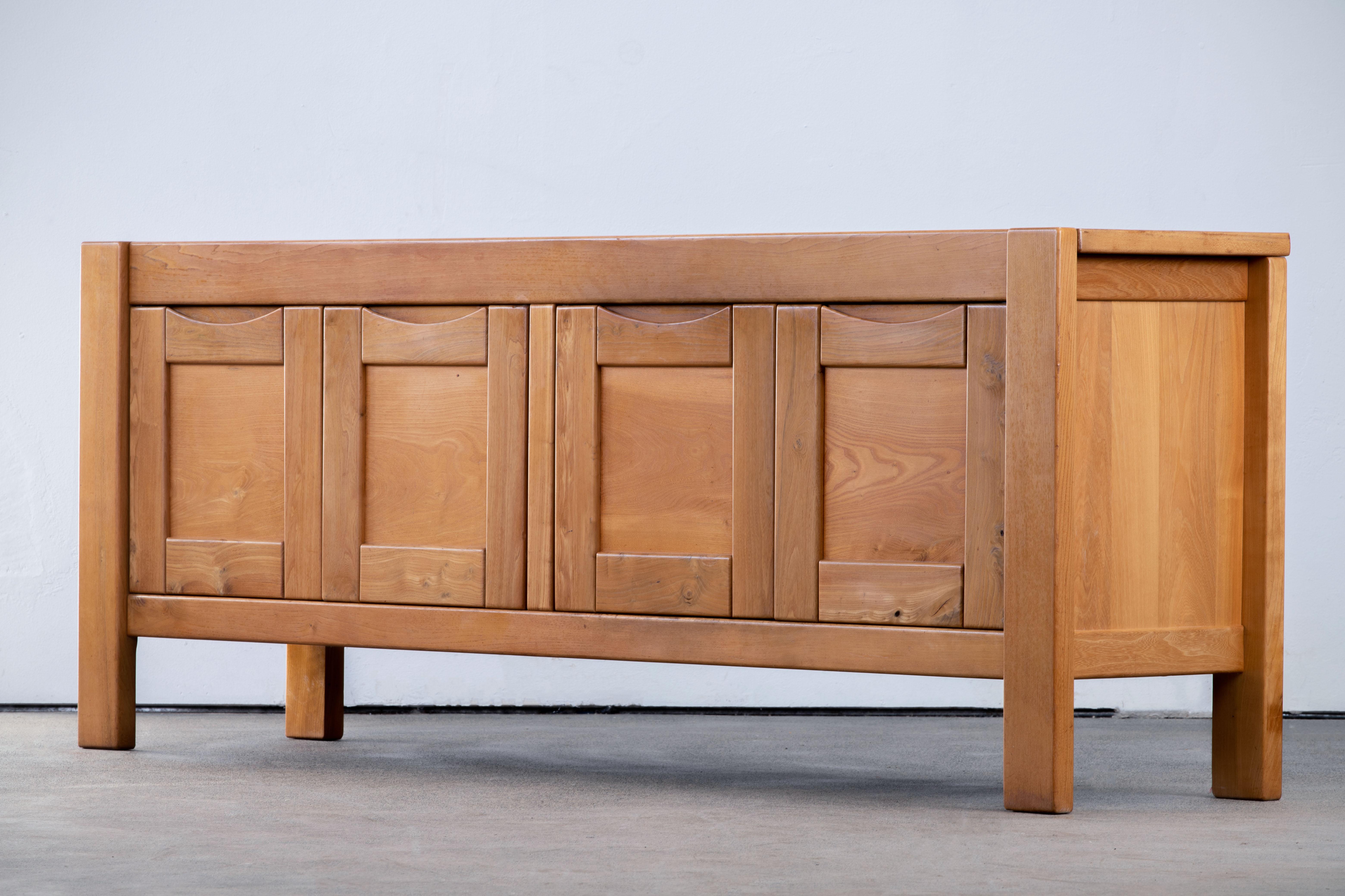 Maison Regain Attributed Sideboard in Solid Elm, France, 1970s 1