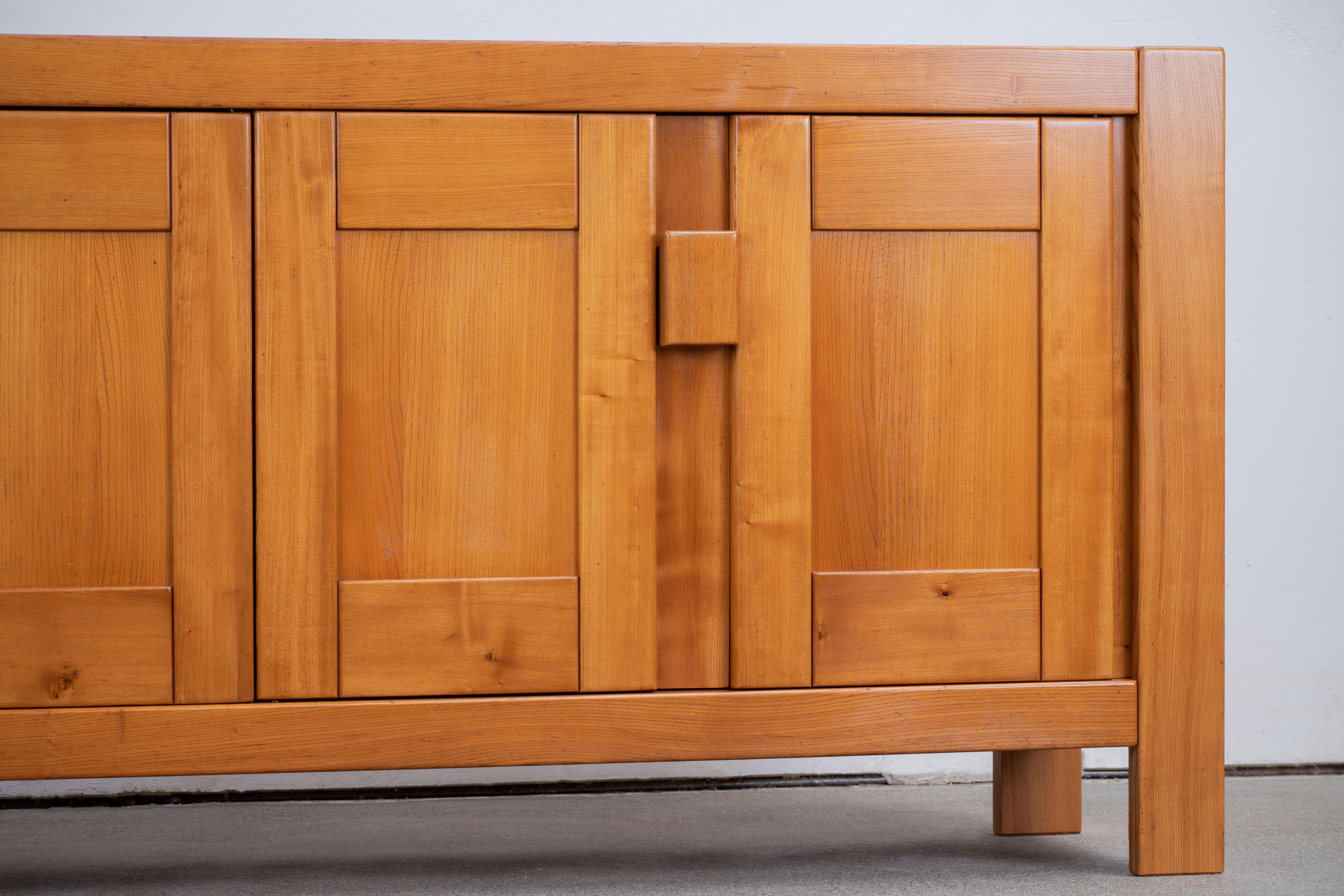 20th Century Maison Regain Attributed Sideboard in Solid Elm, France, 1970s