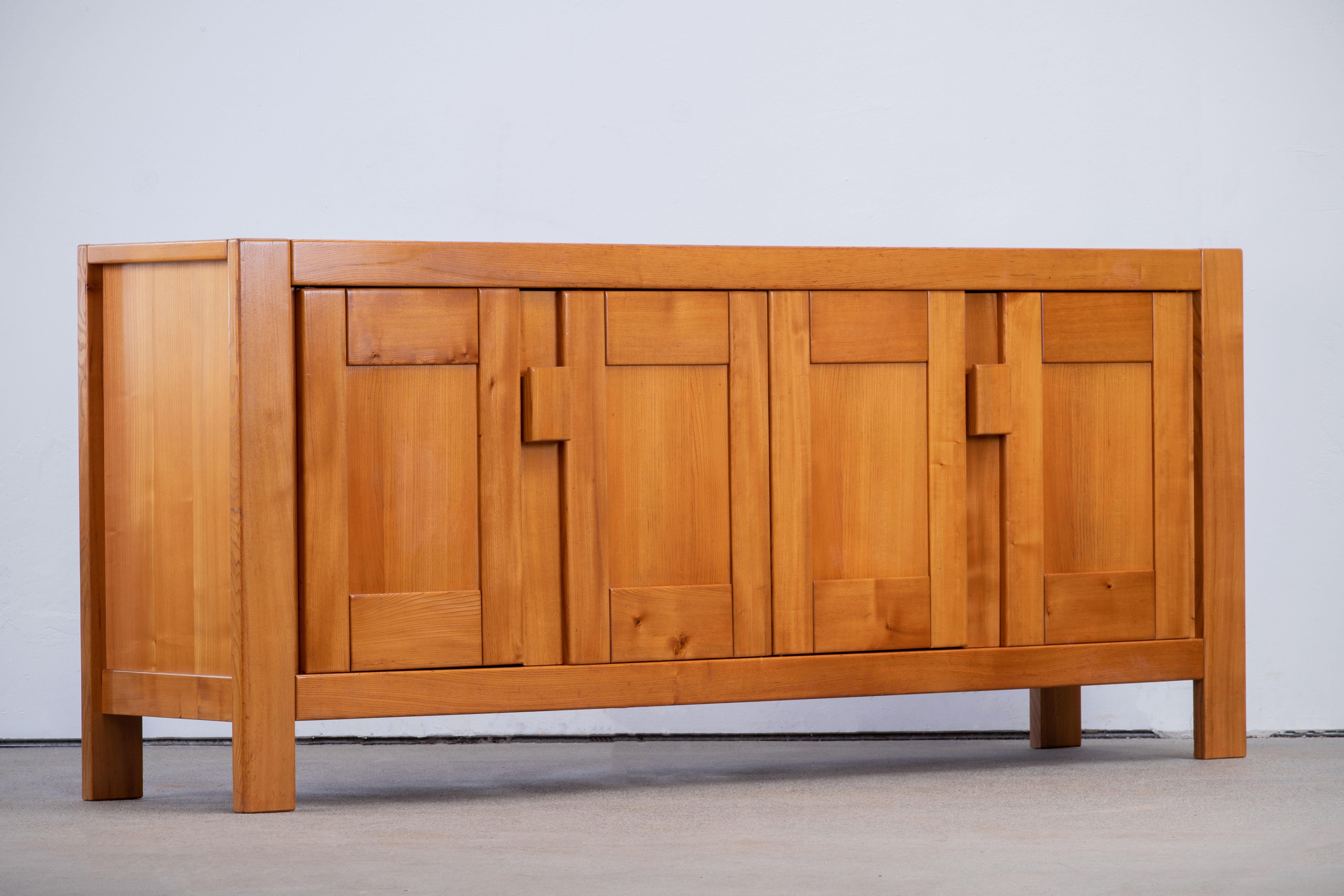 Maison Regain Attributed Sideboard in Solid Elm, France, 1970s 1
