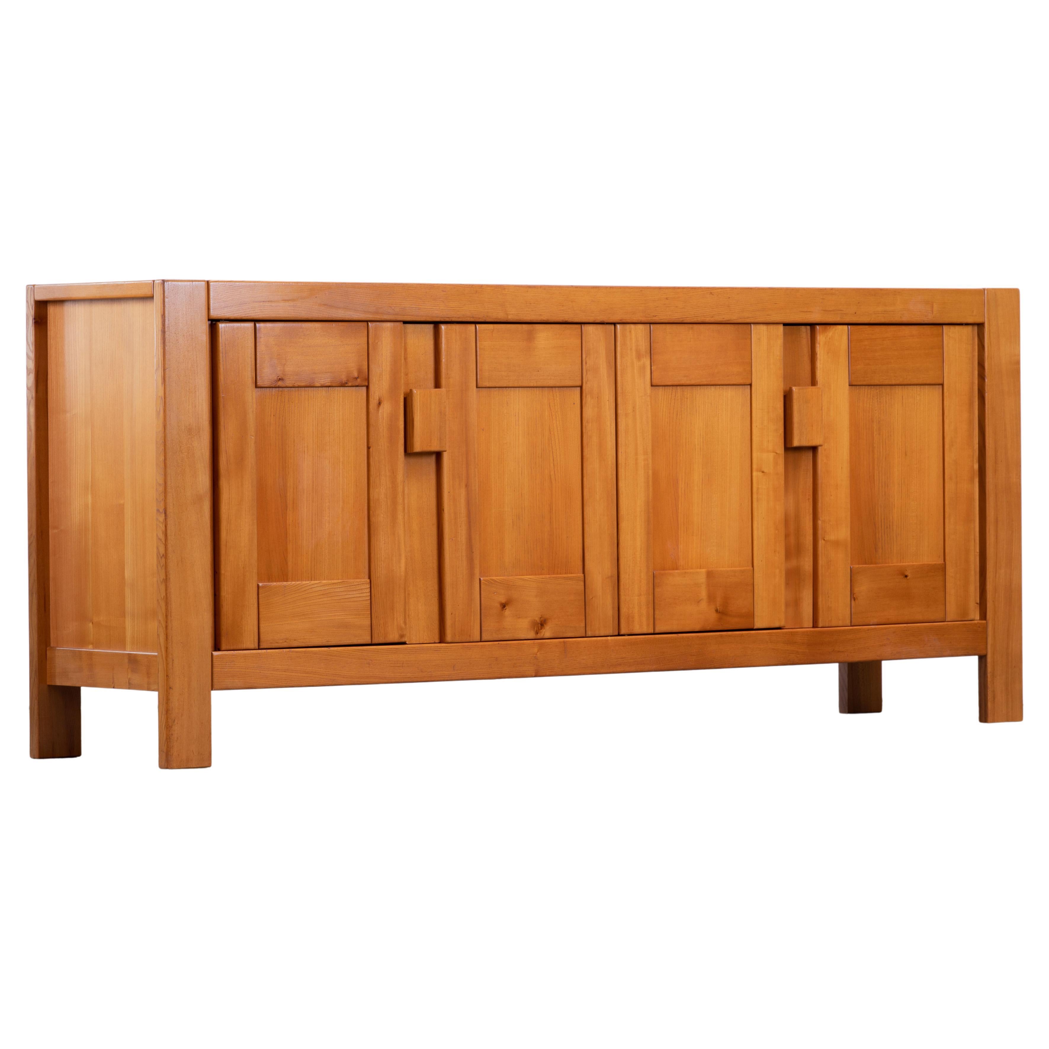 Maison Regain Attributed Sideboard in Solid Elm, France, 1970s