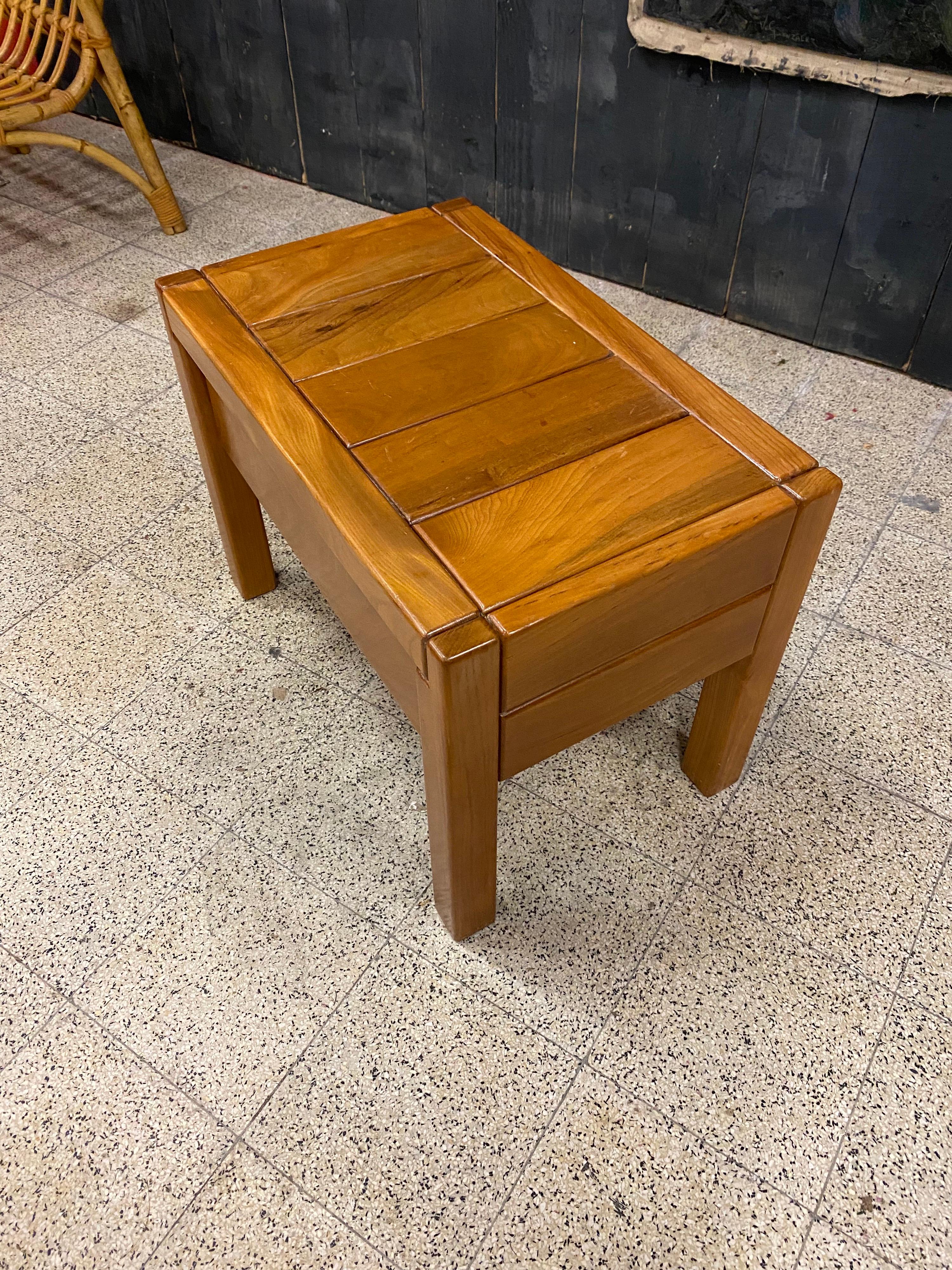 Maison Regain Bedside Table in Solid Elm, circa 1960 Pierre Chapo Style In Excellent Condition For Sale In Saint-Ouen, FR