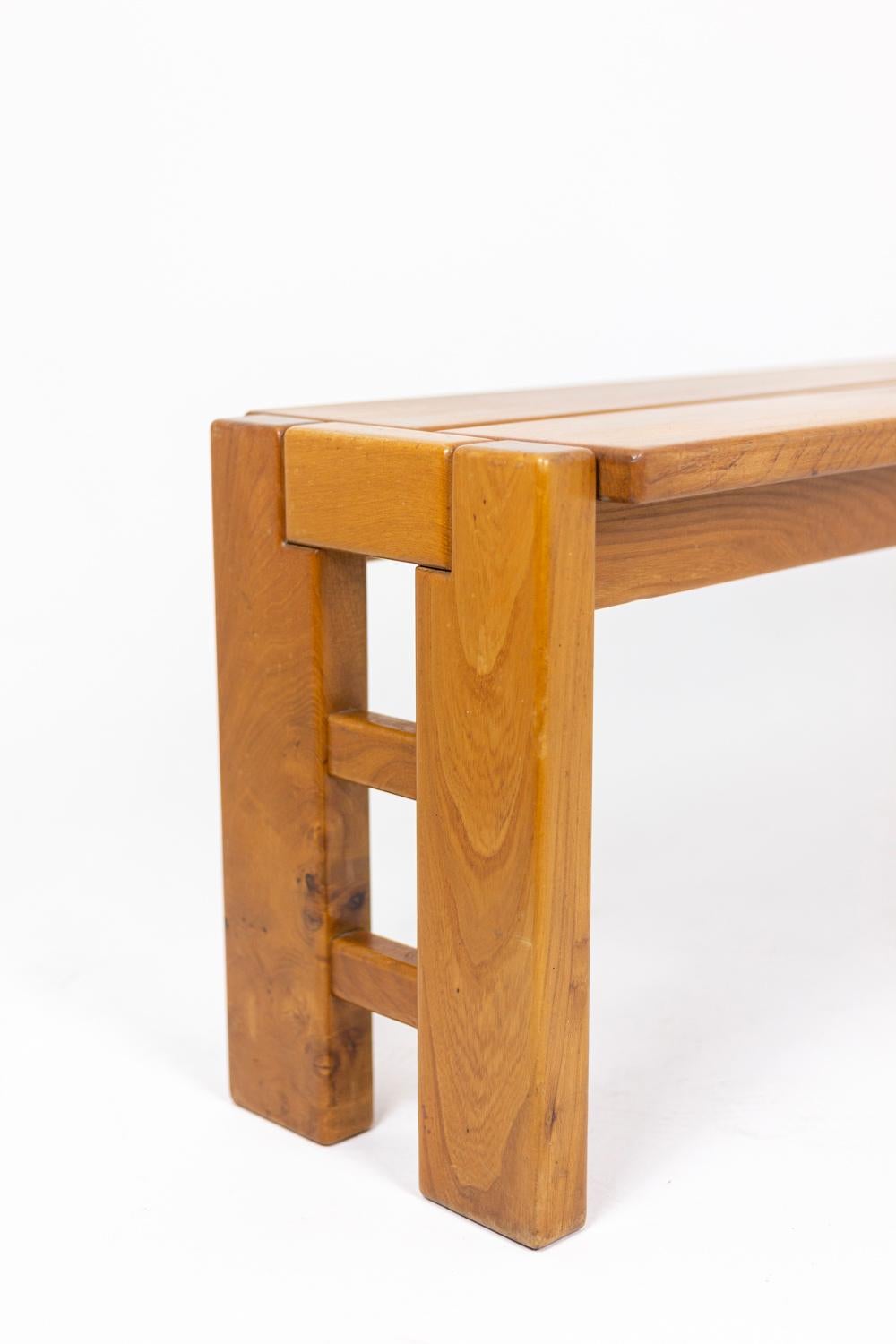 Maison Regain, Bench in Elm, 1960's In Distressed Condition In Saint-Ouen, FR