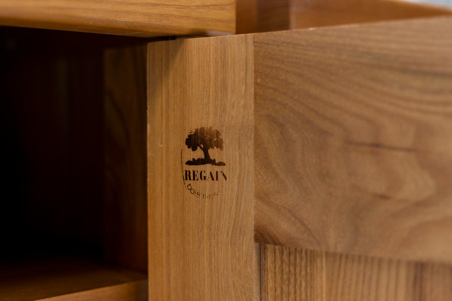 Maison Regain, Bookcase-Shelf in Elm, 1960s 1