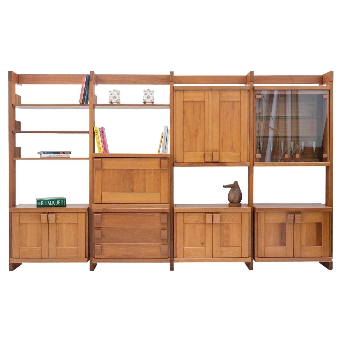 Maison Regain, Bookcase-Shelf in Elm, 1960s