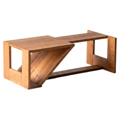 Table basse « Maison Regain » en orme, style brutaliste - France - années 1970