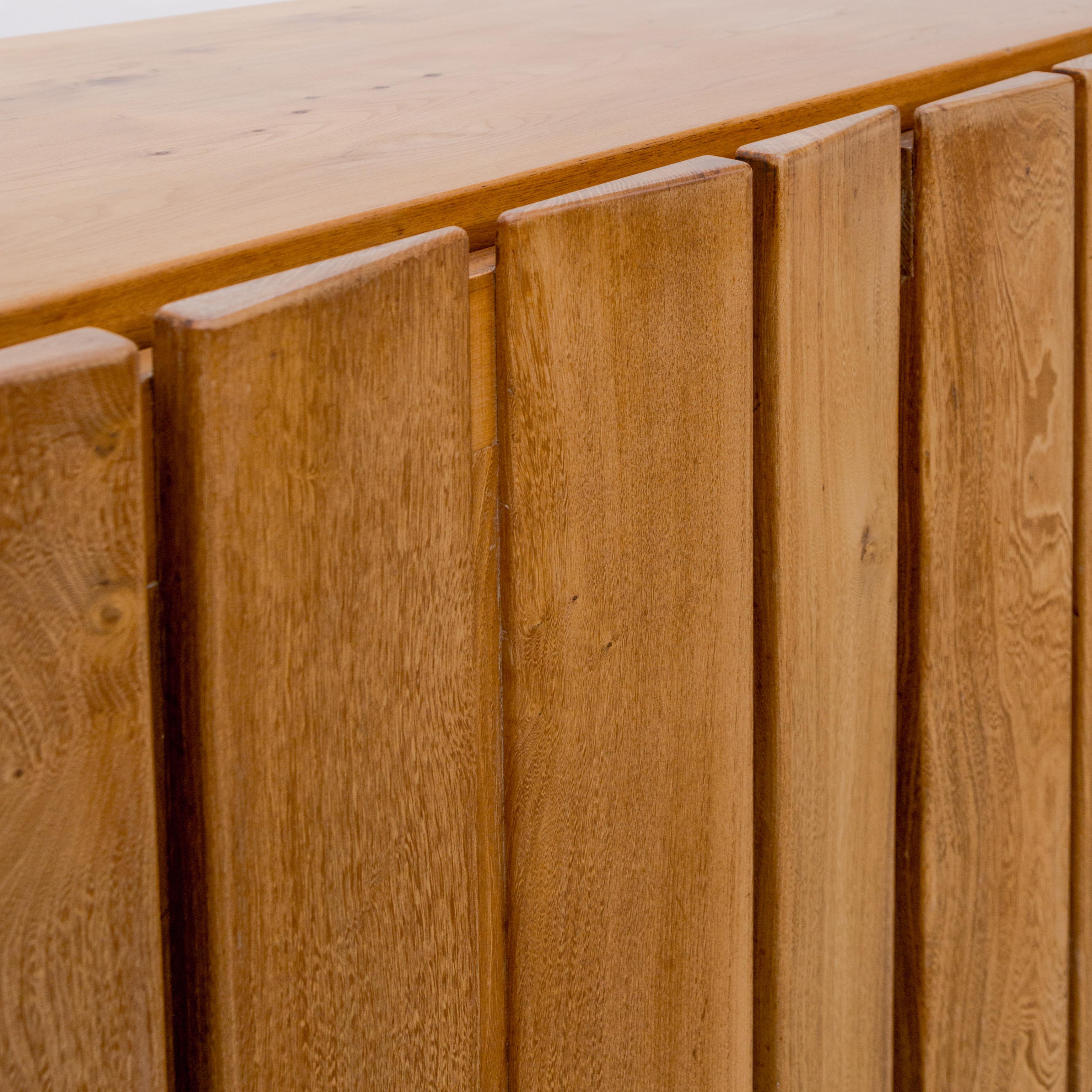 Wood Maison Regain  Brutalist Planked Elm Sideboard For Sale