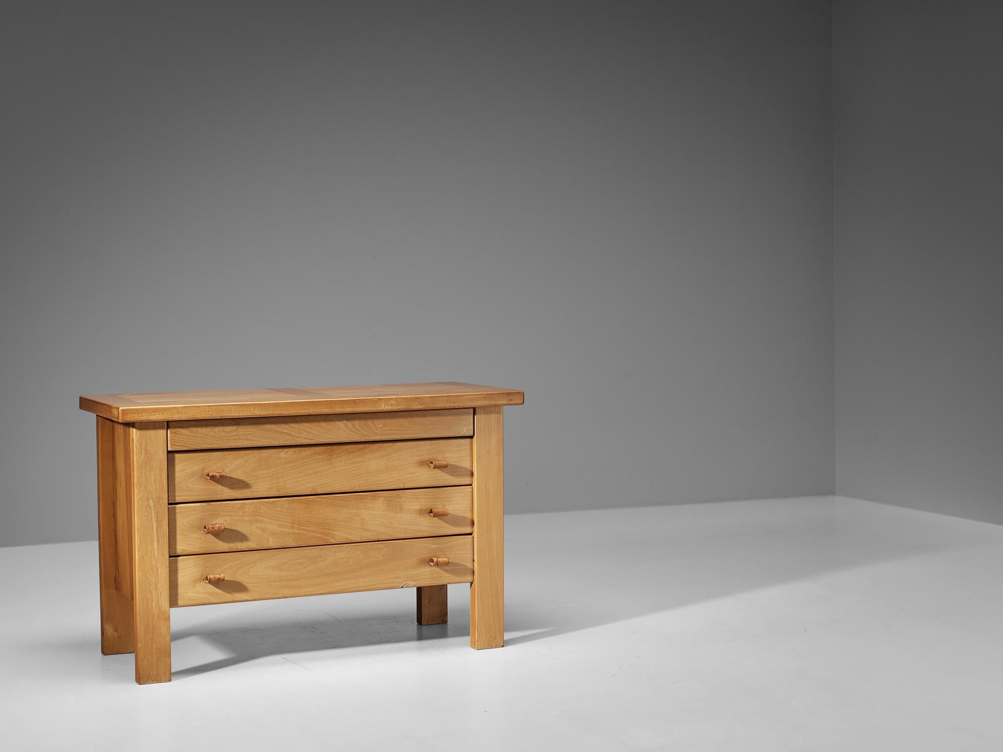 Maison Regain Chest of Drawers in Solid Elm and Leather Details  1