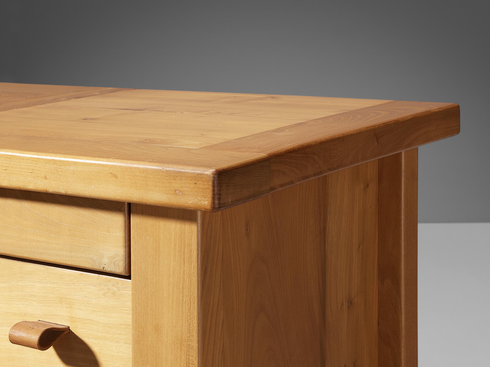 Maison Regain Chest of Drawers in Solid Elm and Leather Details  2