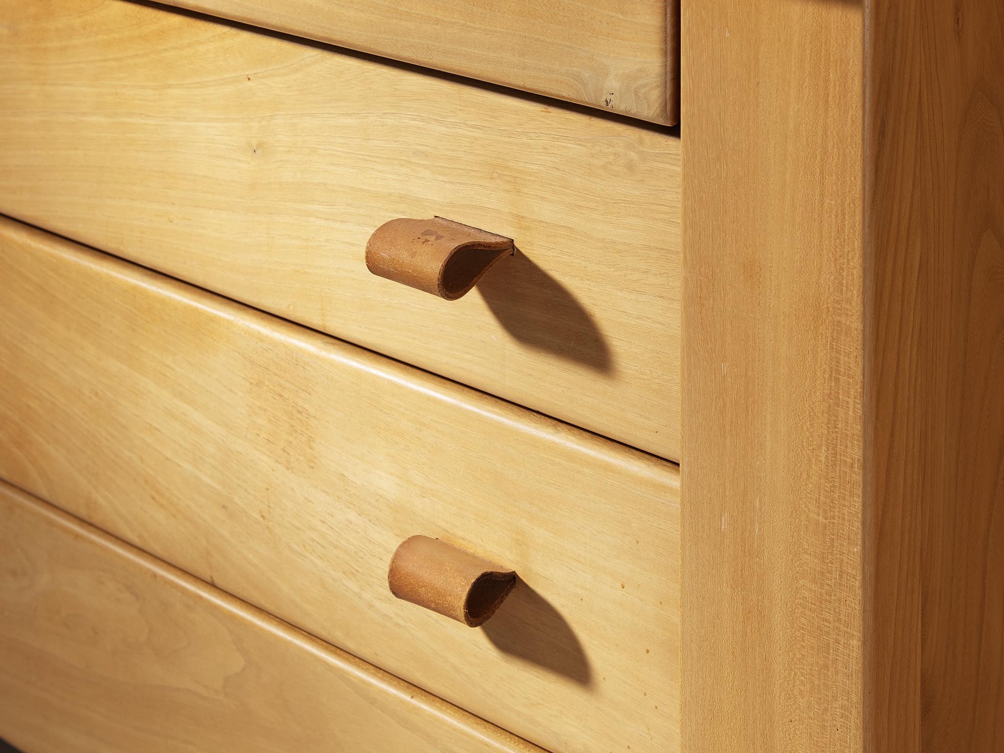 Maison Regain Chest of Drawers in Solid Elm and Leather Details  3