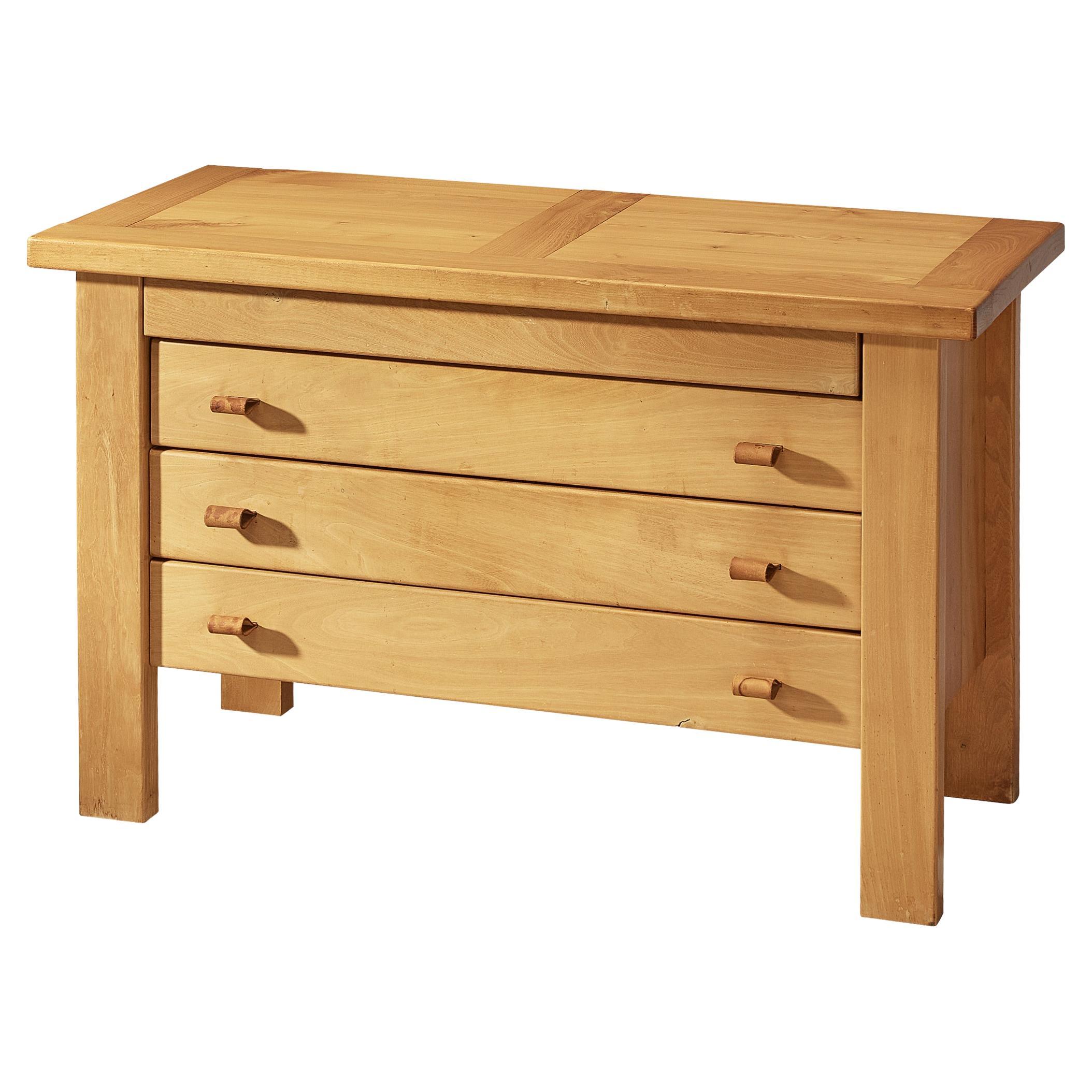 Maison Regain Chest of Drawers in Solid Elm and Leather Details 