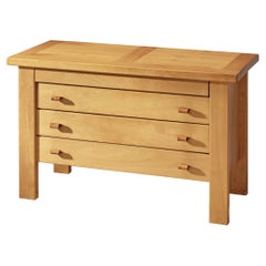Maison Regain Chest of Drawers in Solid Elm and Leather Details 