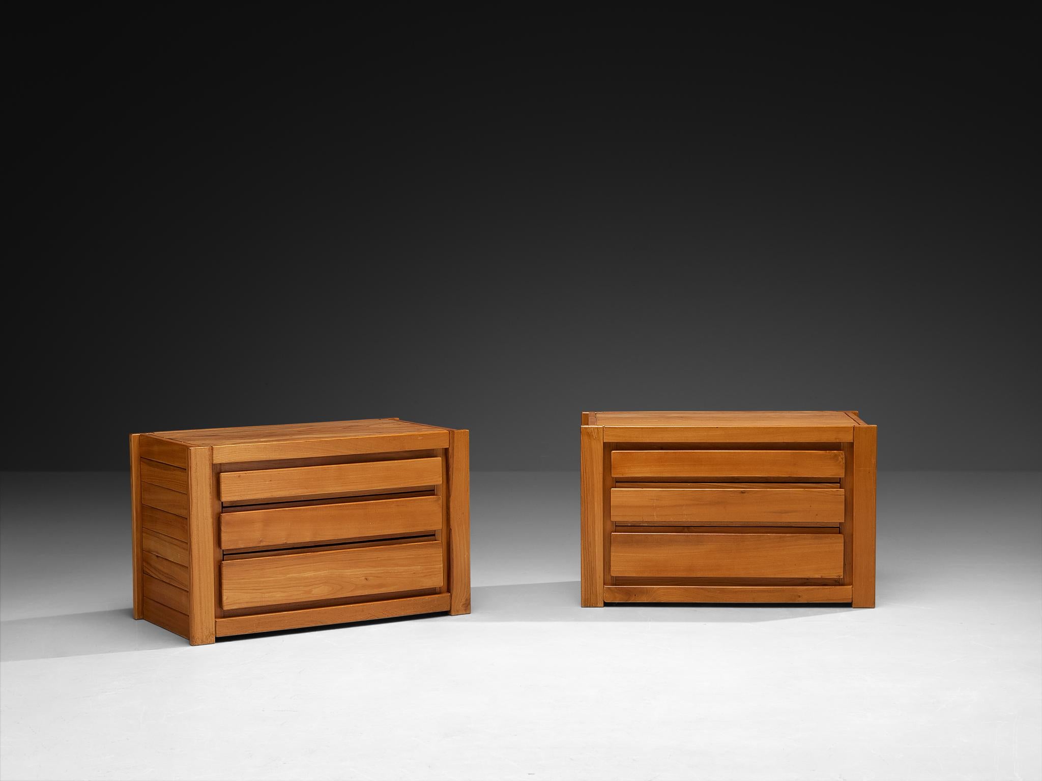 French Maison Regain Chests of Drawers or Nightstands in Solid Elm For Sale