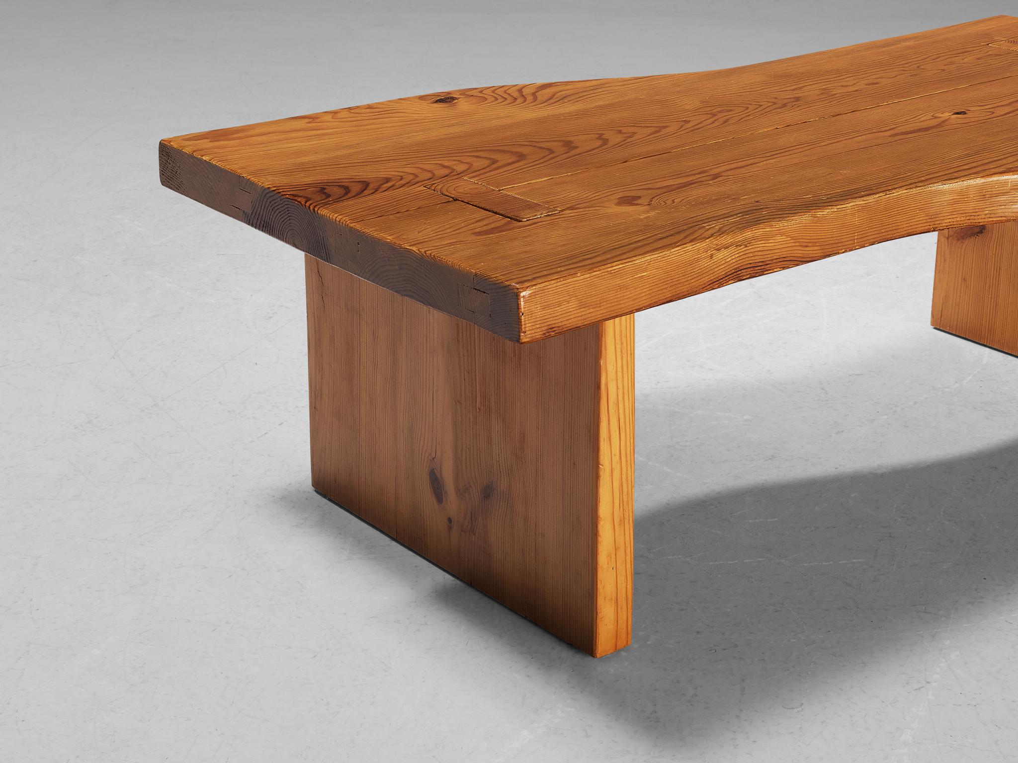 Late 20th Century Maison Regain Coffee Table in Pine  For Sale
