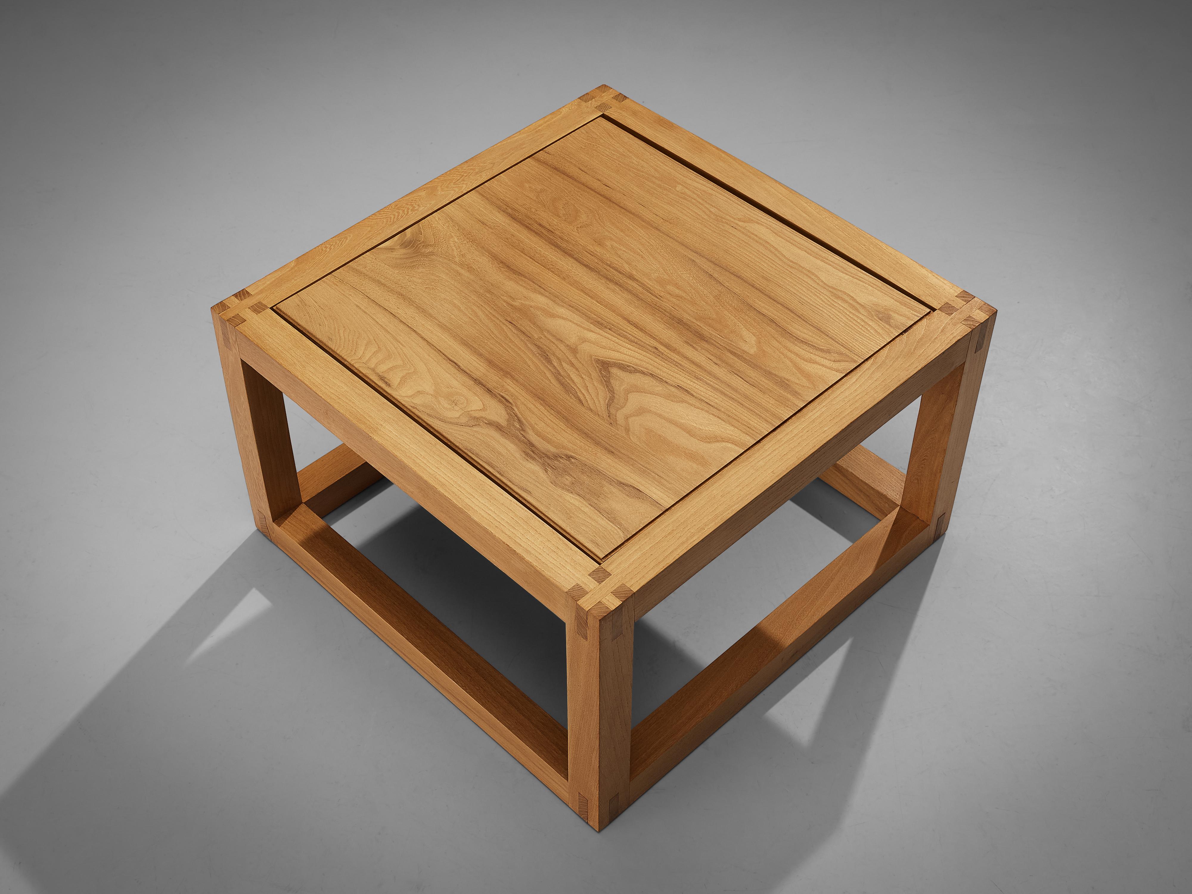 French Maison Regain Cubic Side Table in Solid Elm