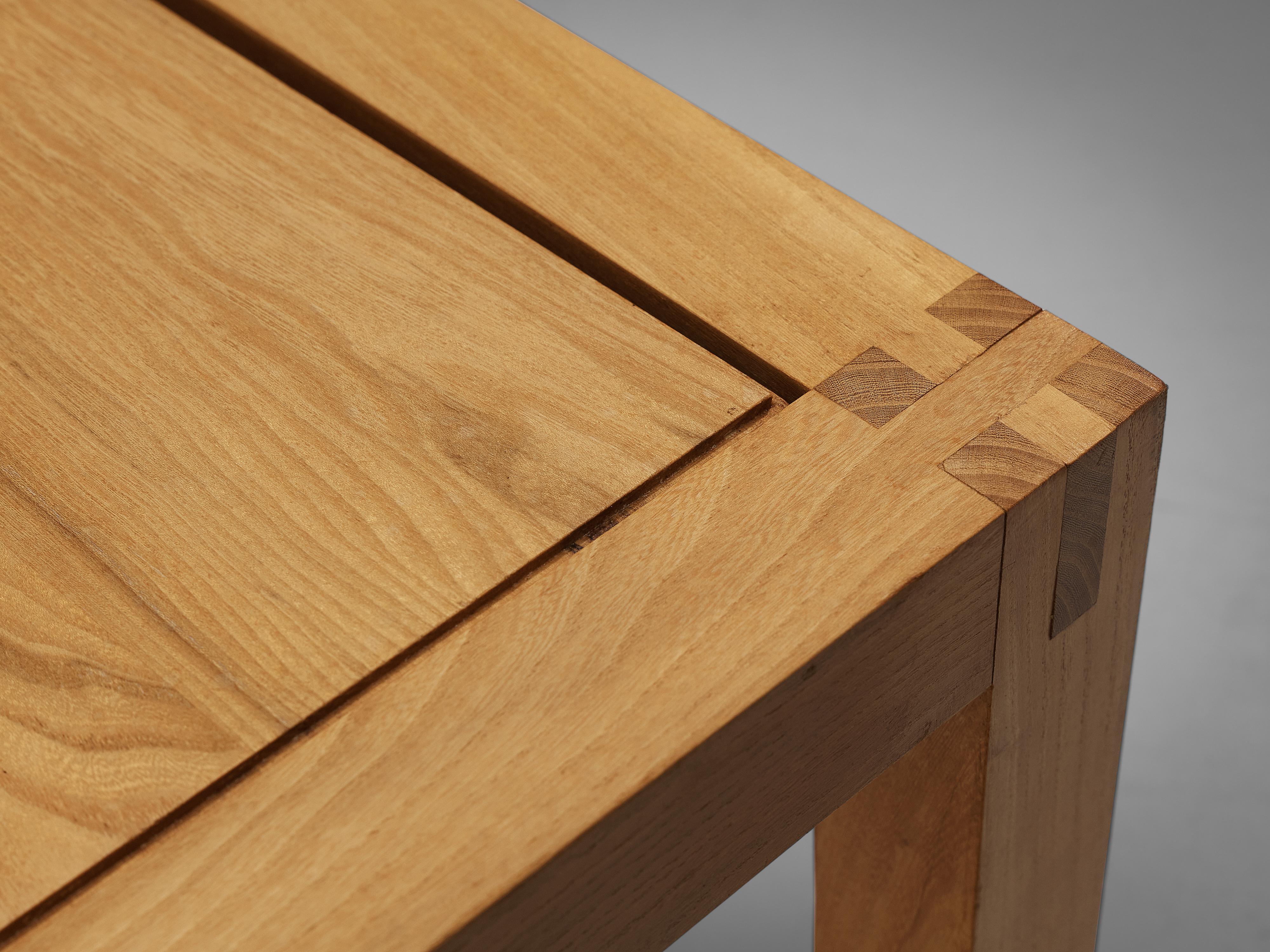 Late 20th Century Maison Regain Cubic Side Table in Solid Elm