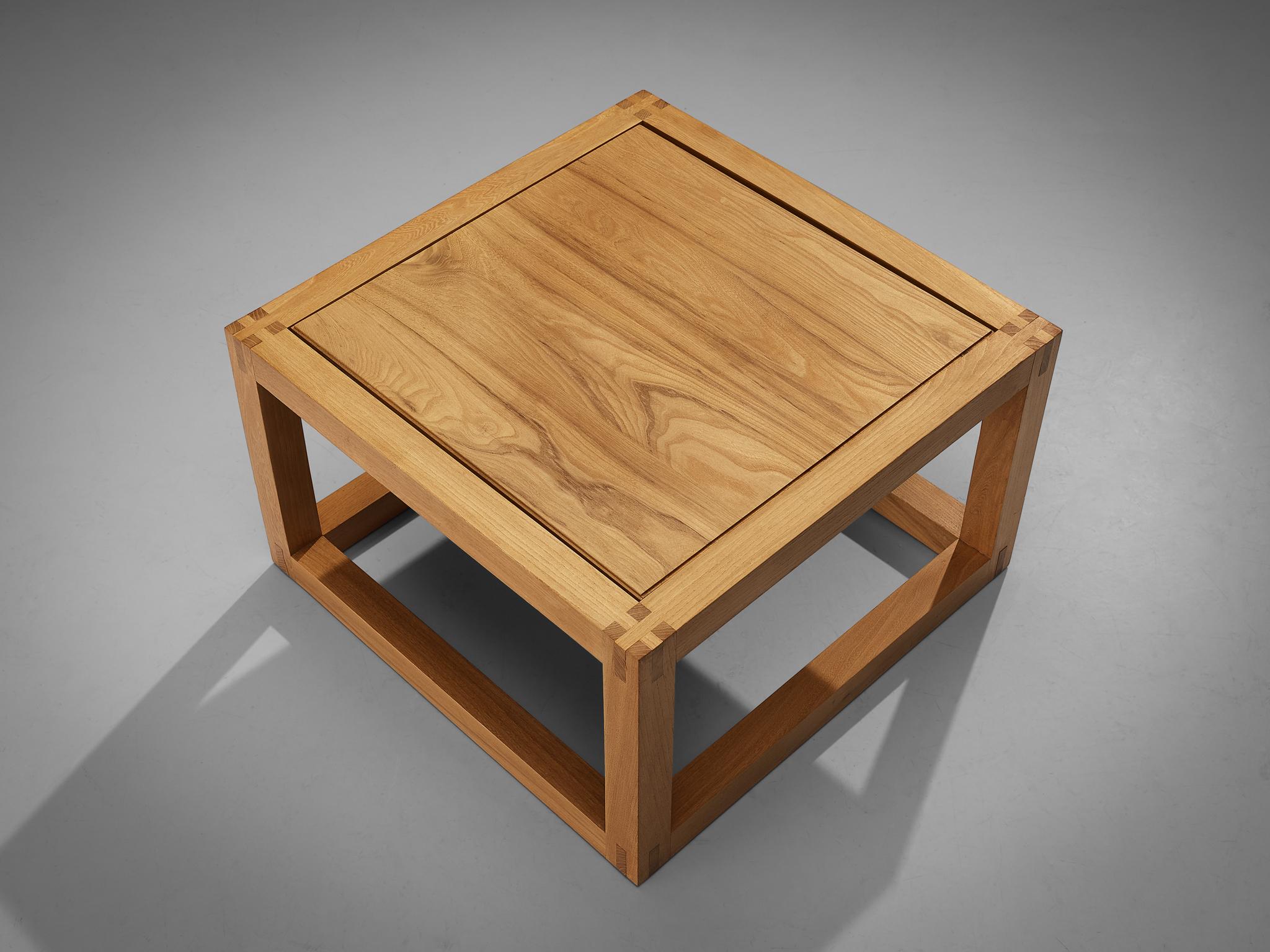 Mid-Century Modern Maison Regain Cubic Side Table in Solid Elm  For Sale