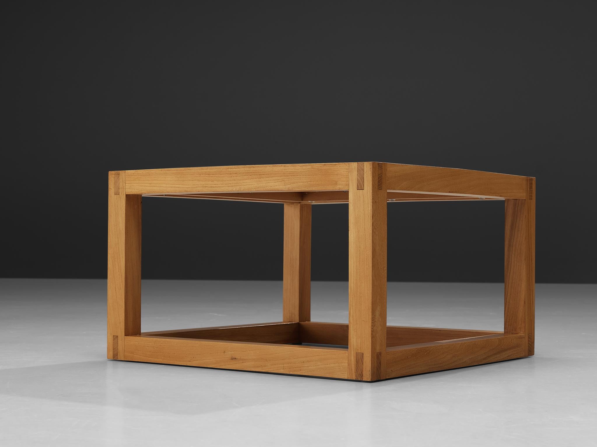 Late 20th Century Maison Regain Cubic Side Table in Solid Elm  For Sale