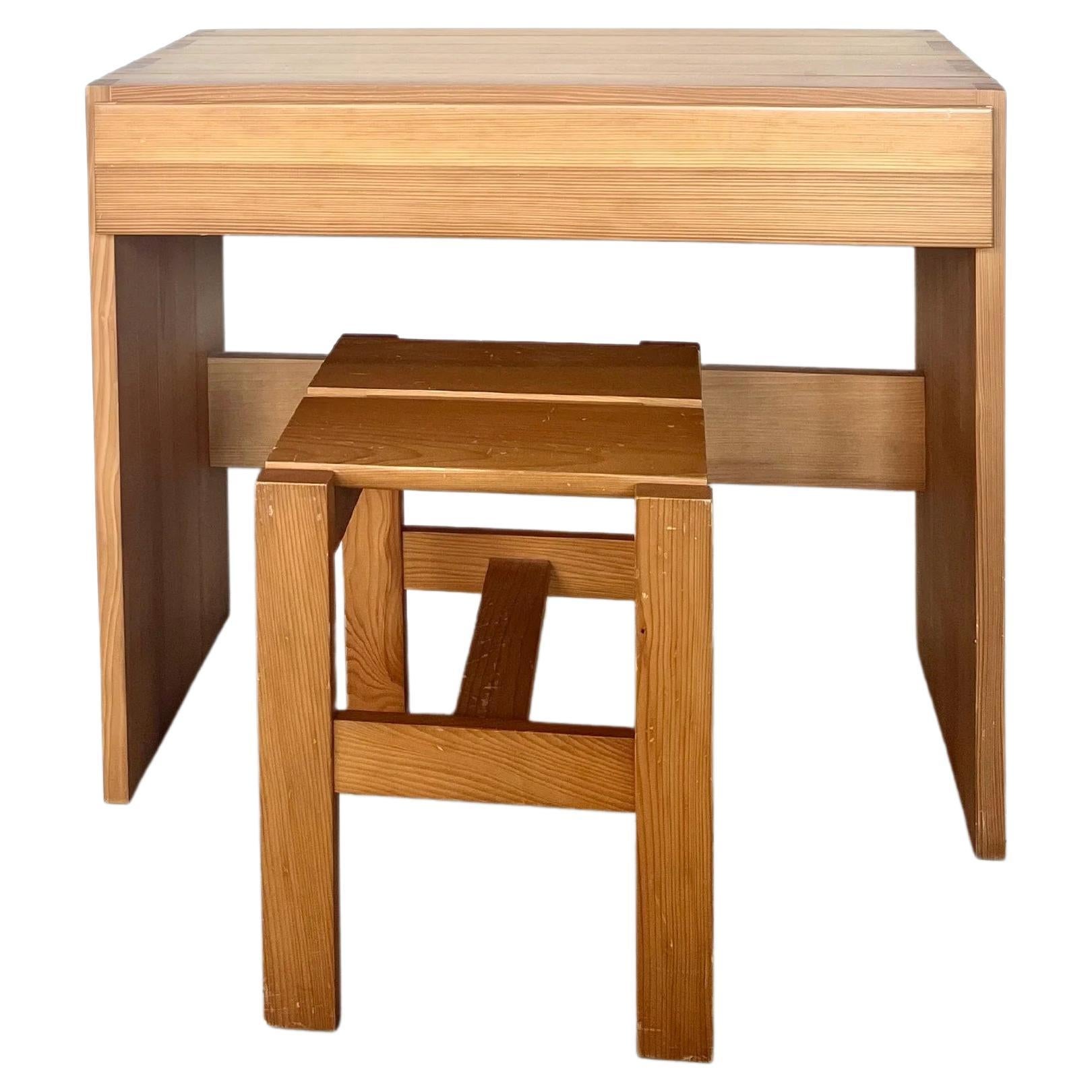 Maison Regain Desk Set in Solid Elm For Sale