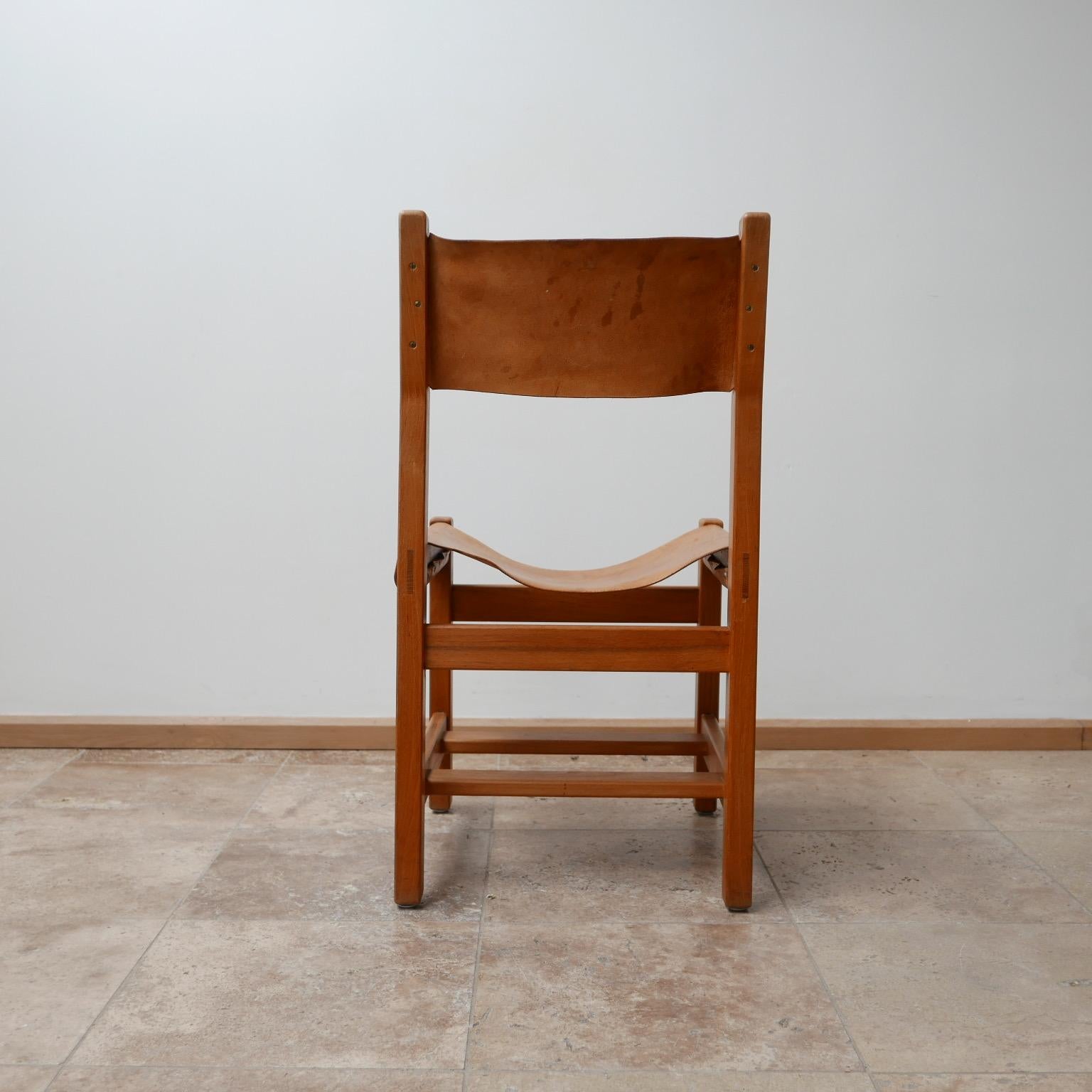 Maison Regain Elm and Leather Midcentury Dining Chairs, '6' 9
