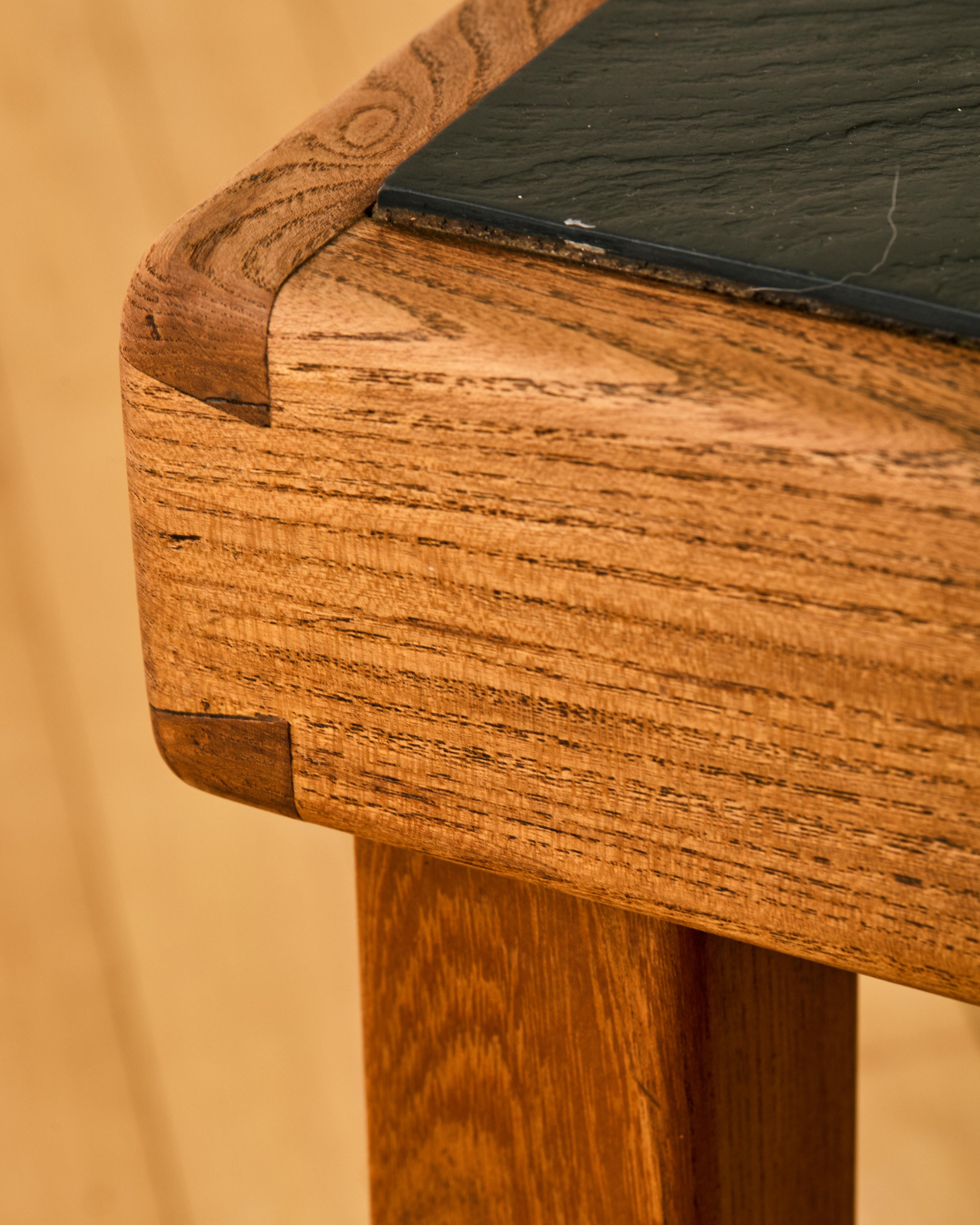 Maison Regain Elm and Slate Brutalist Coffee Table For Sale 1