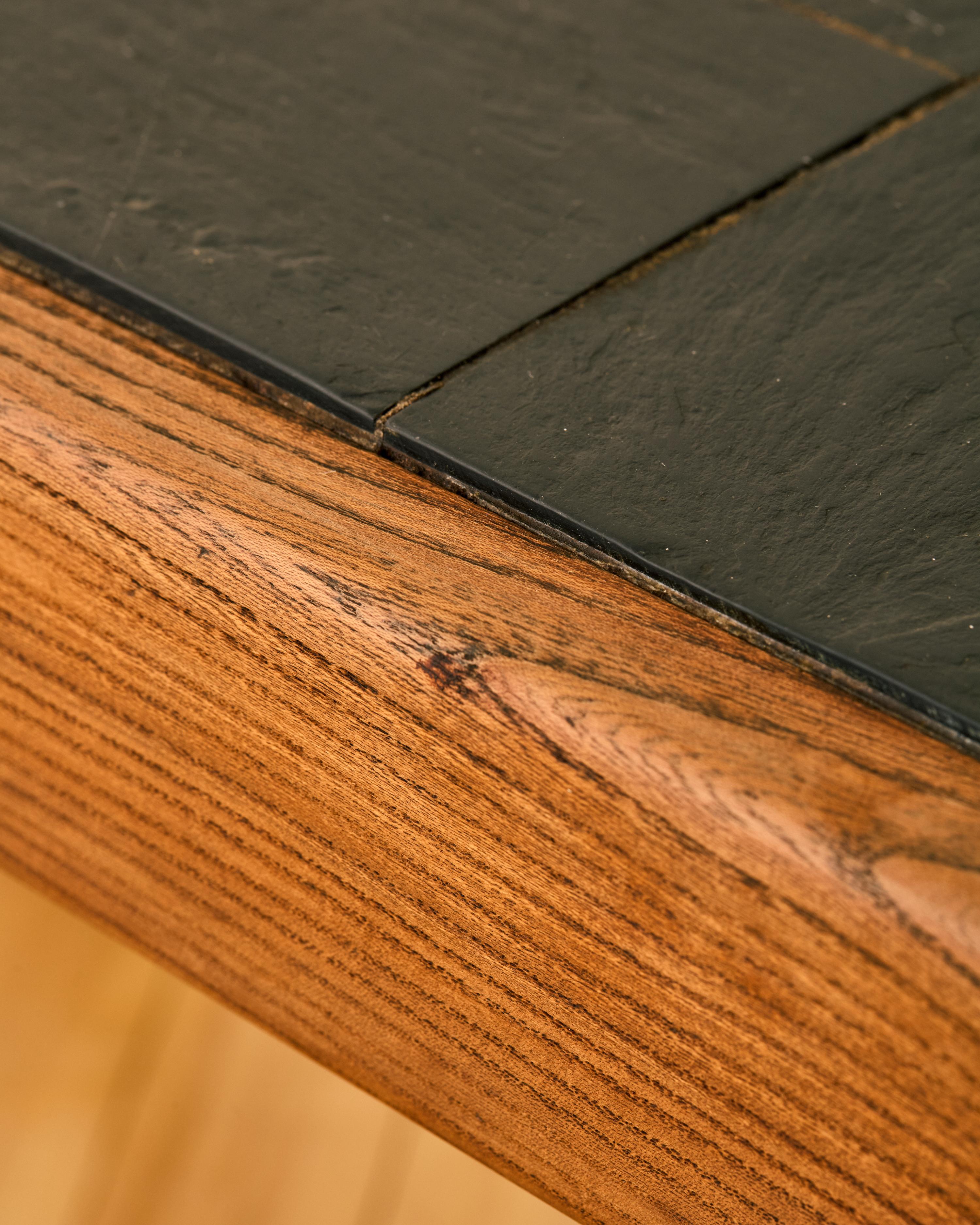 Maison Regain Elm and Slate Brutalist Coffee Table For Sale 2
