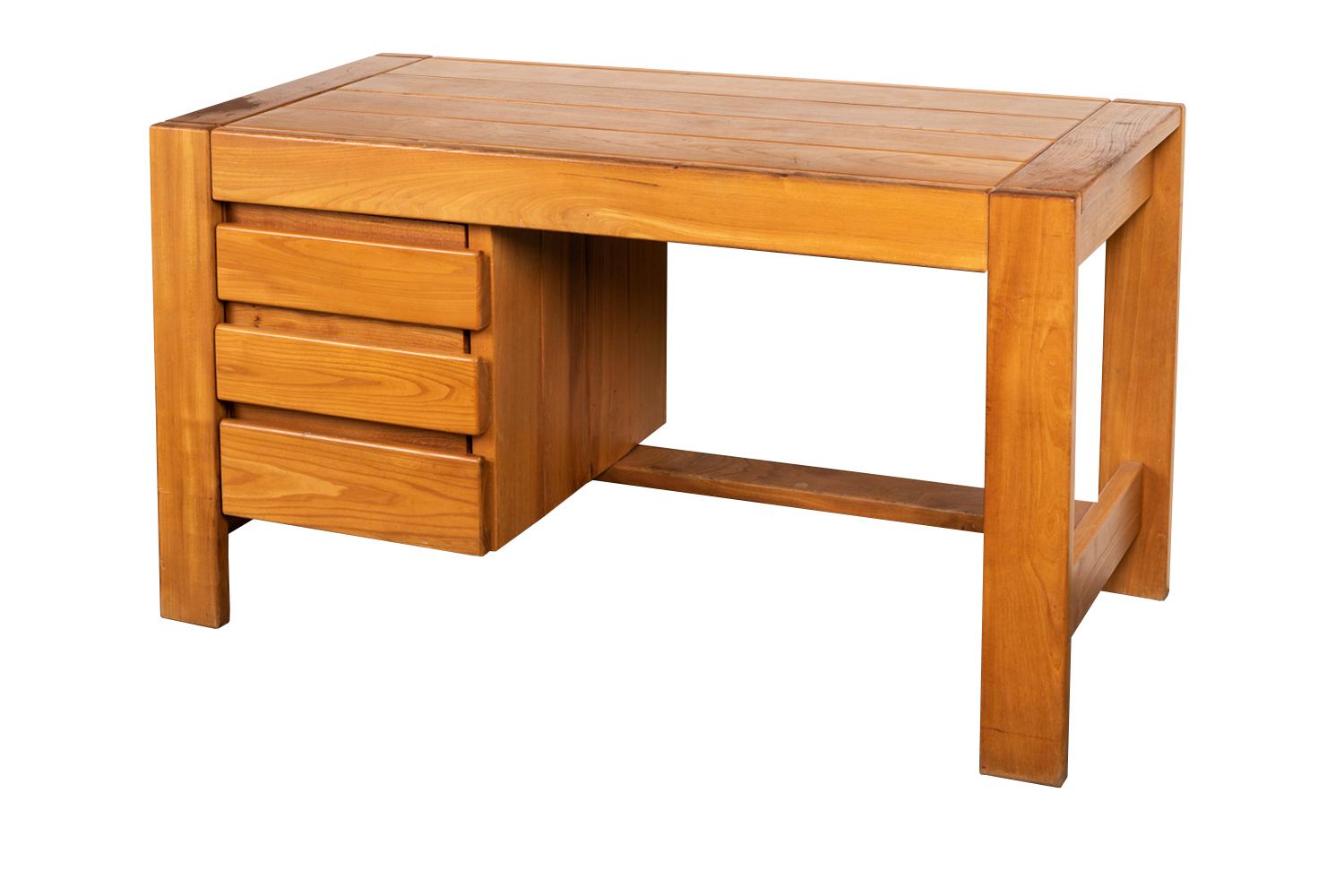 Maison Regain, Elm Desk, Pierre Chapo Style, 1950s at 1stDibs Maison Regain, Elm Desk, Pierre Chapo Style, 1950s at 1stDibs