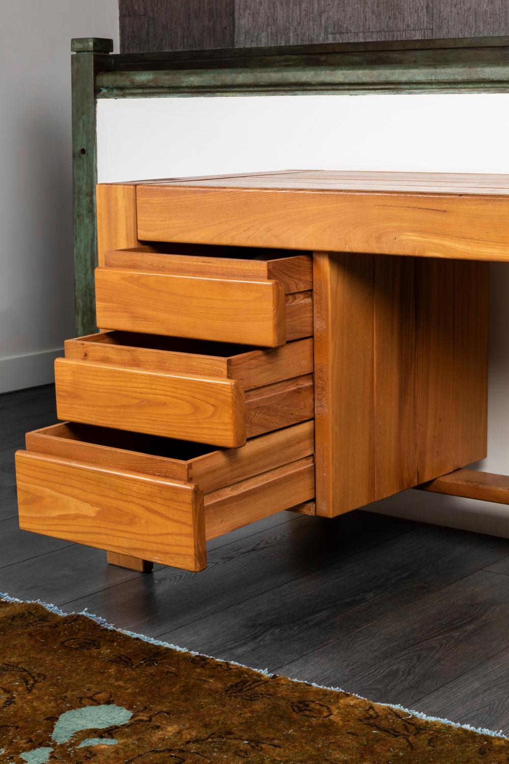 Maison Regain, Elm Desk, Pierre Chapo Style, 1950s at 1stDibs Maison Regain, Elm Desk, Pierre Chapo Style, 1950s at 1stDibs