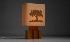 Maison Regain, Lampe aus Ulmenholz, Frankreich 1960