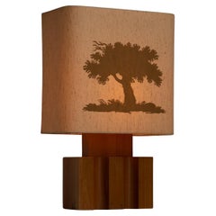 Maison Regain Elm Lamp, France 1960