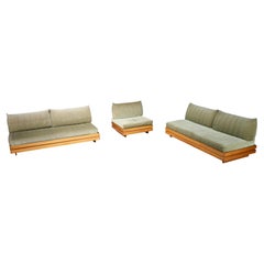 Maison Regain Elm living room set upholstered in original olive green fabric