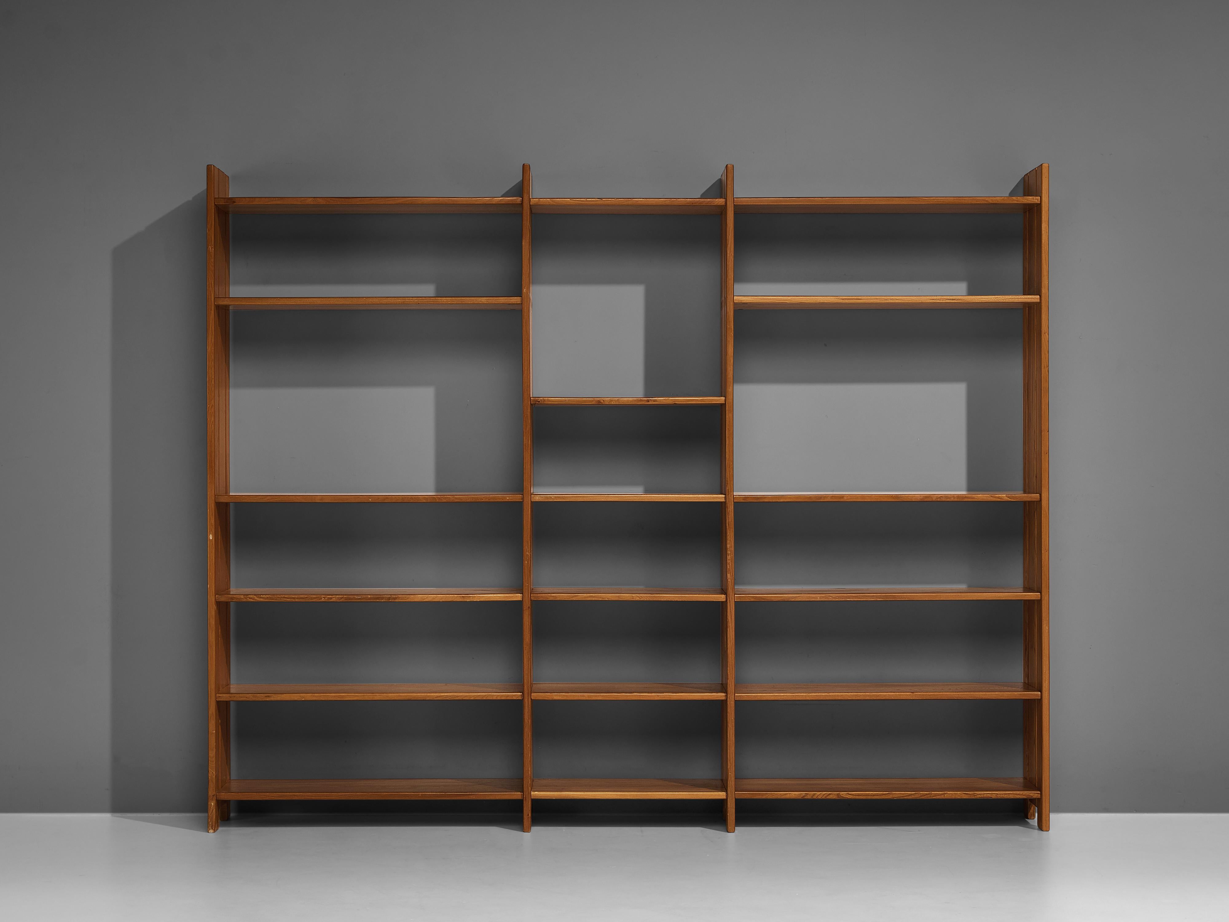 Mid-Century Modern Maison Regain Free-Standing Bookshelf or Room Divider in Solid Elm