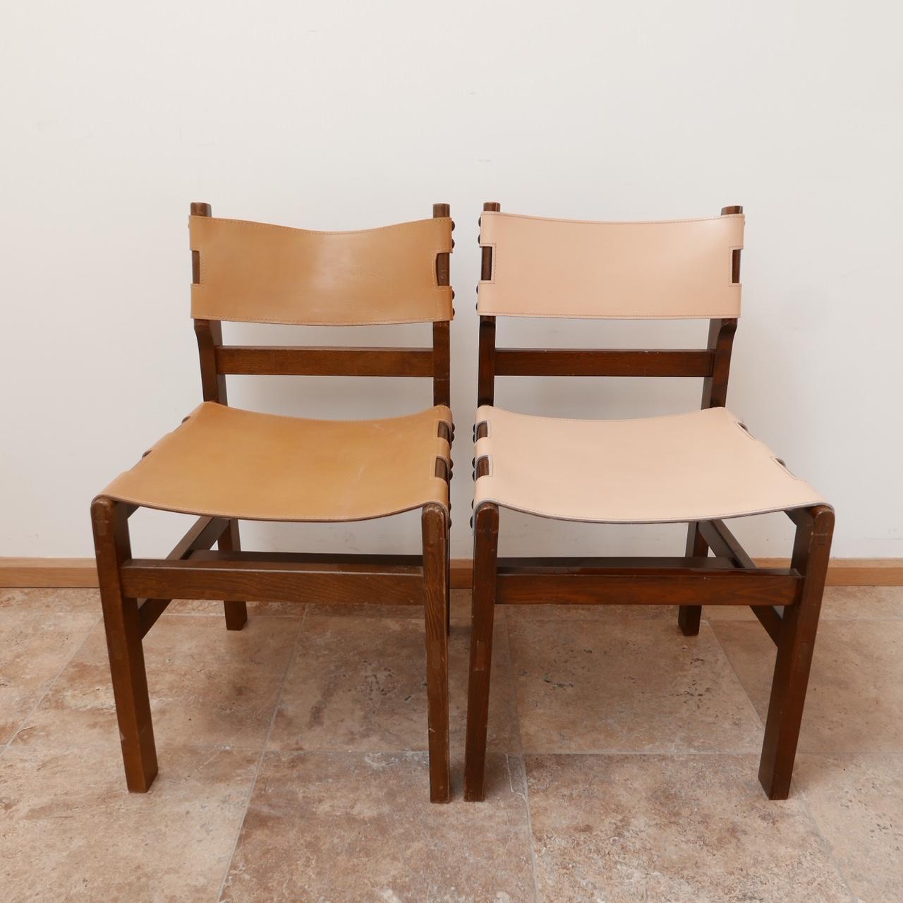 Maison Regain French Mid-Century Leather Dining Chairs '4' In Good Condition In London, GB