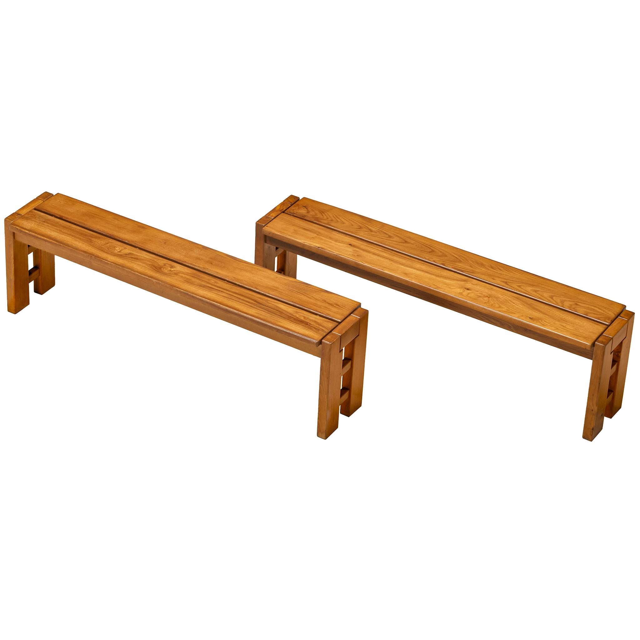 Maison Regain Grid Side Benches in Elm